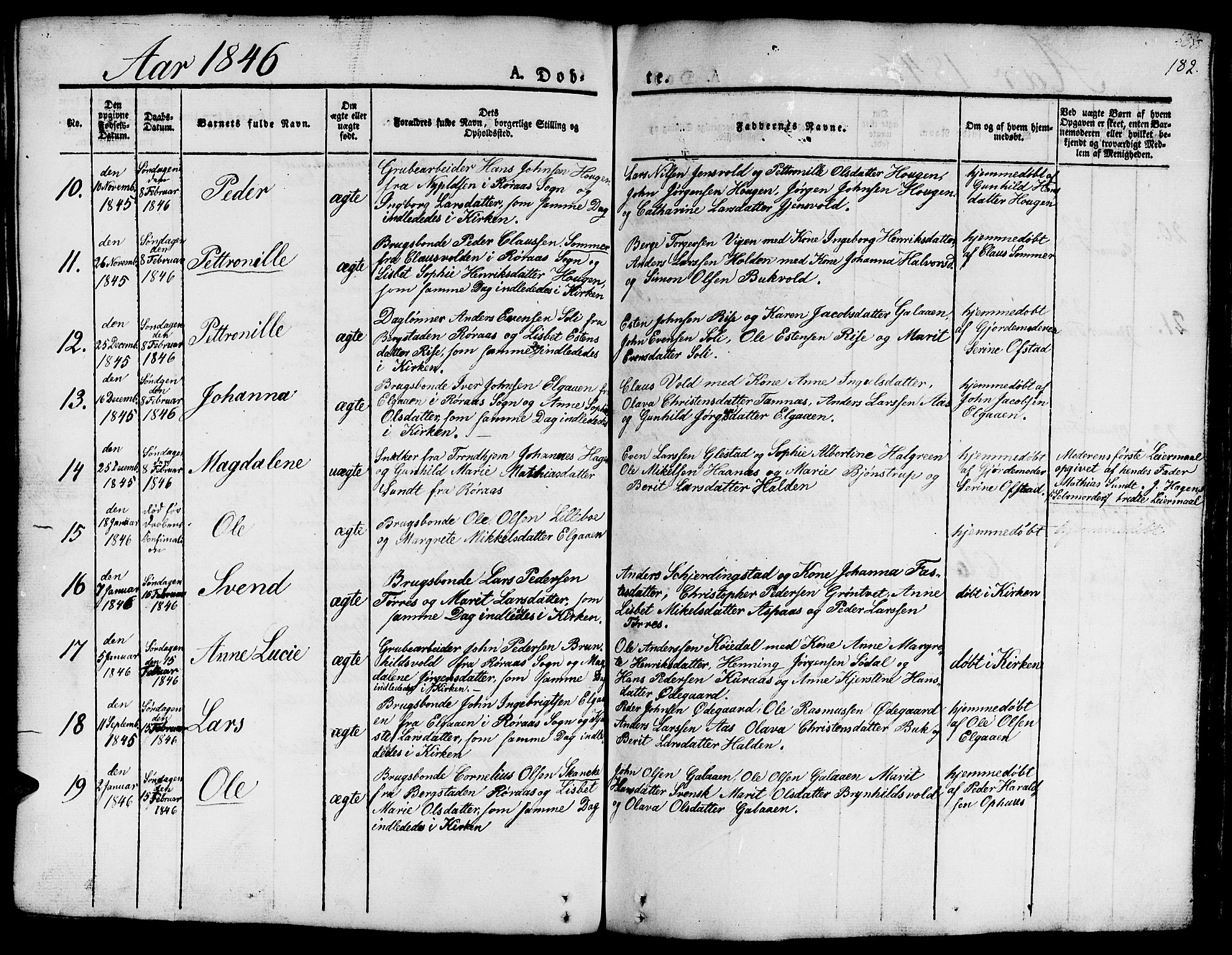 Ministerialprotokoller, klokkerbøker og fødselsregistre - Sør-Trøndelag, SAT/A-1456/681/L0938: Parish register (copy) no. 681C02, 1829-1879, p. 182