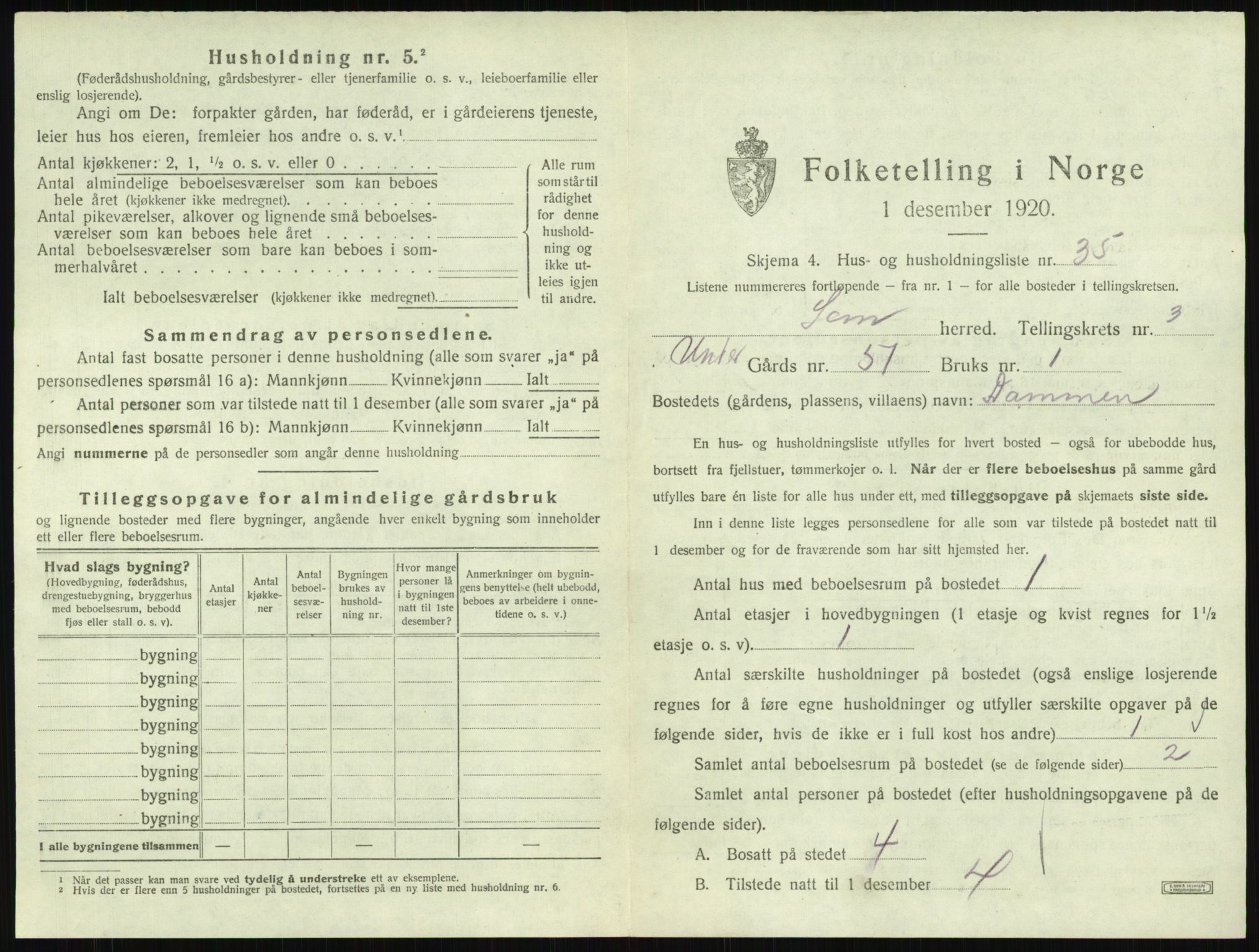 SAKO, 1920 census for Sem, 1920, p. 704