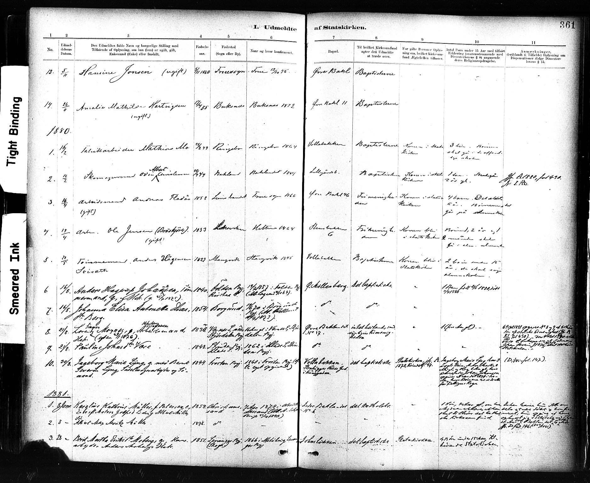 Ministerialprotokoller, klokkerbøker og fødselsregistre - Sør-Trøndelag, AV/SAT-A-1456/604/L0189: Parish register (official) no. 604A10, 1878-1892, p. 361