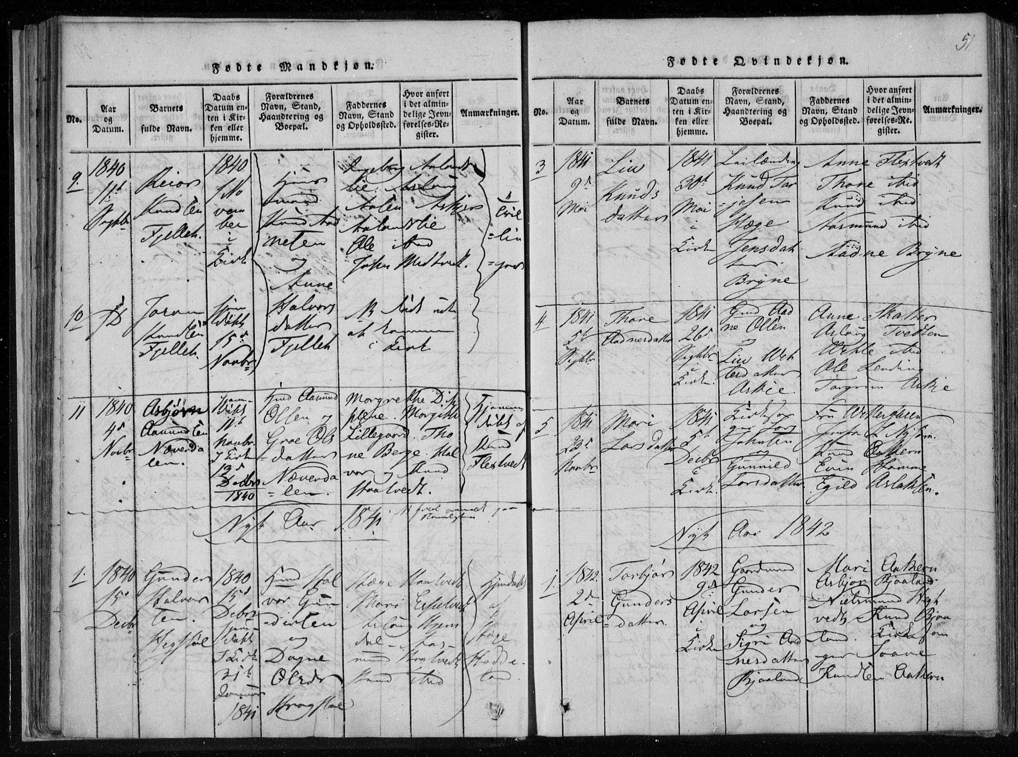 Lårdal kirkebøker, SAKO/A-284/F/Fa/L0005: Parish register (official) no. I 5, 1815-1860, p. 51