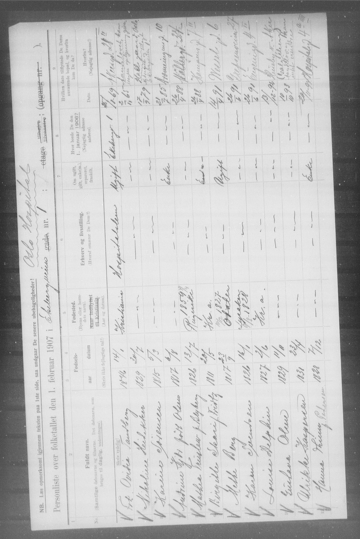 OBA, Municipal Census 1907 for Kristiania, 1907, p. 10125