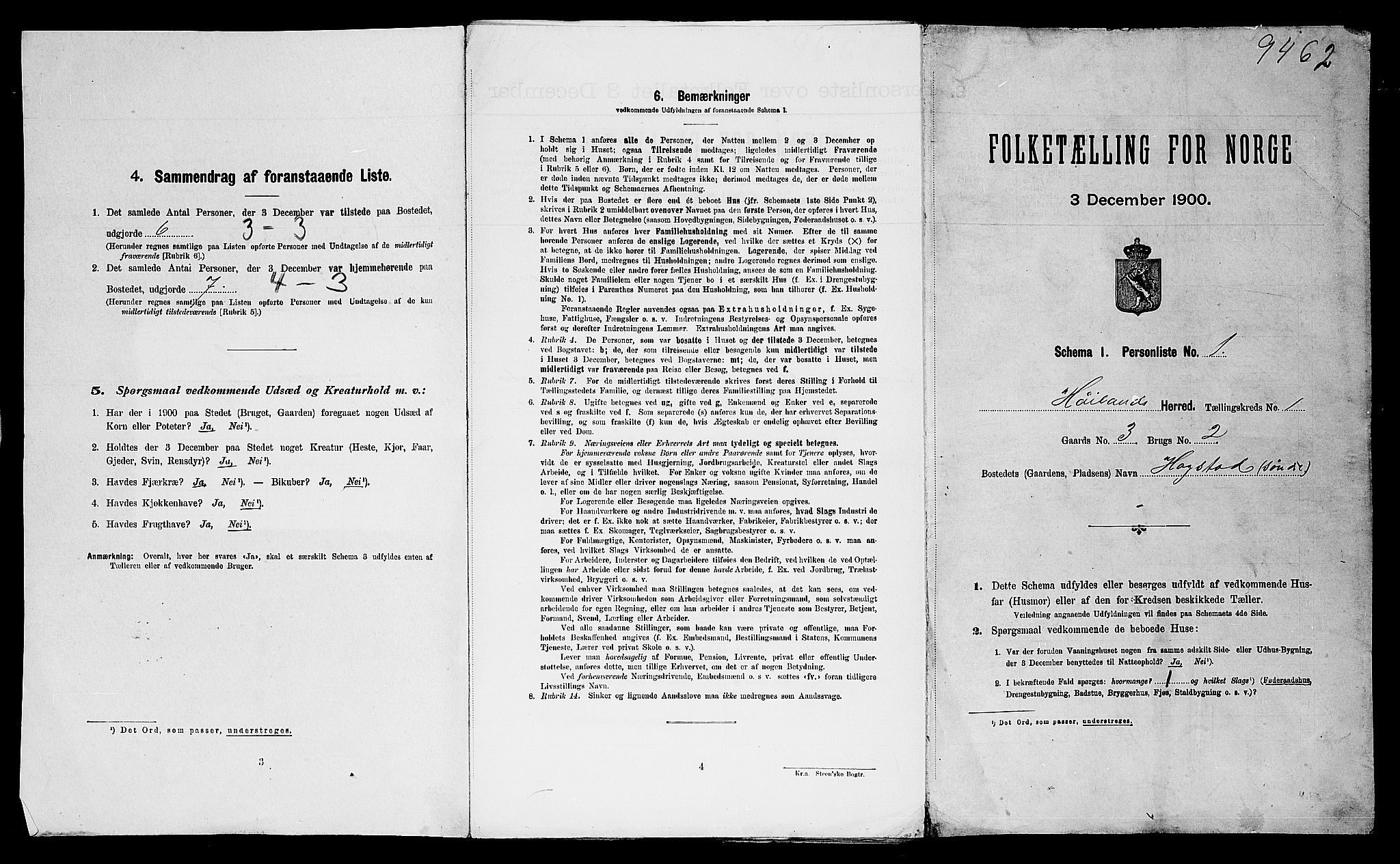 SAST, 1900 census for Høyland, 1900, p. 44