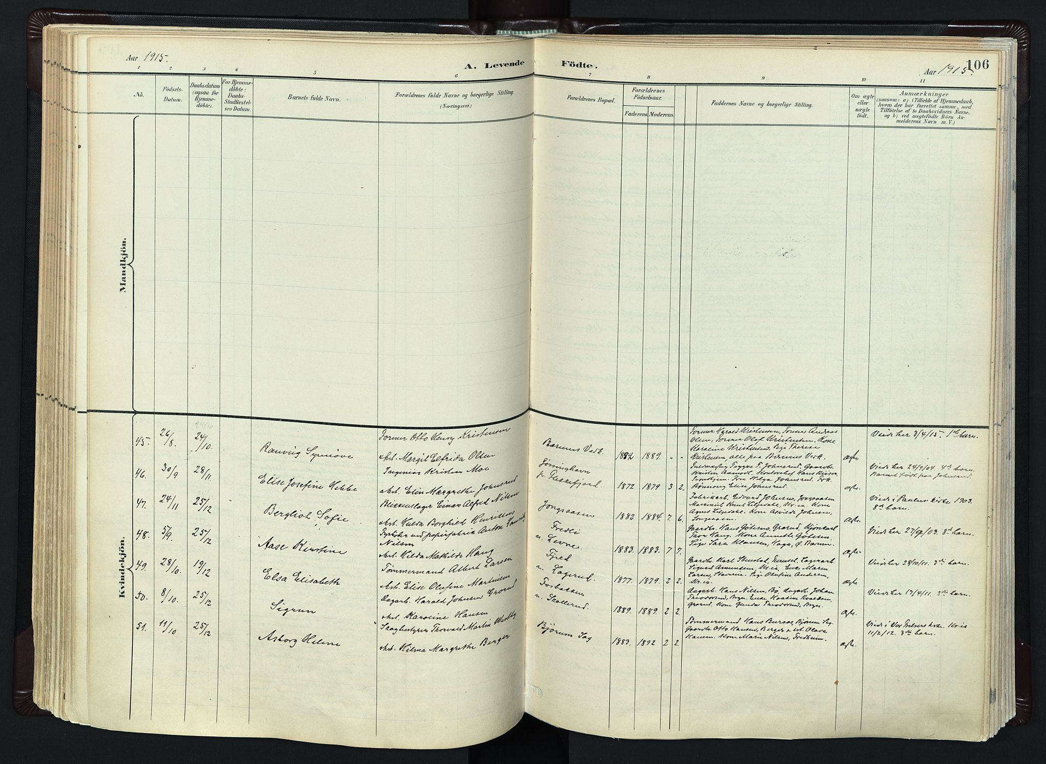 Vestre Bærum prestekontor Kirkebøker, AV/SAO-A-10209a/F/Fa/L0001: Parish register (official) no. 1, 1896-1923, p. 106