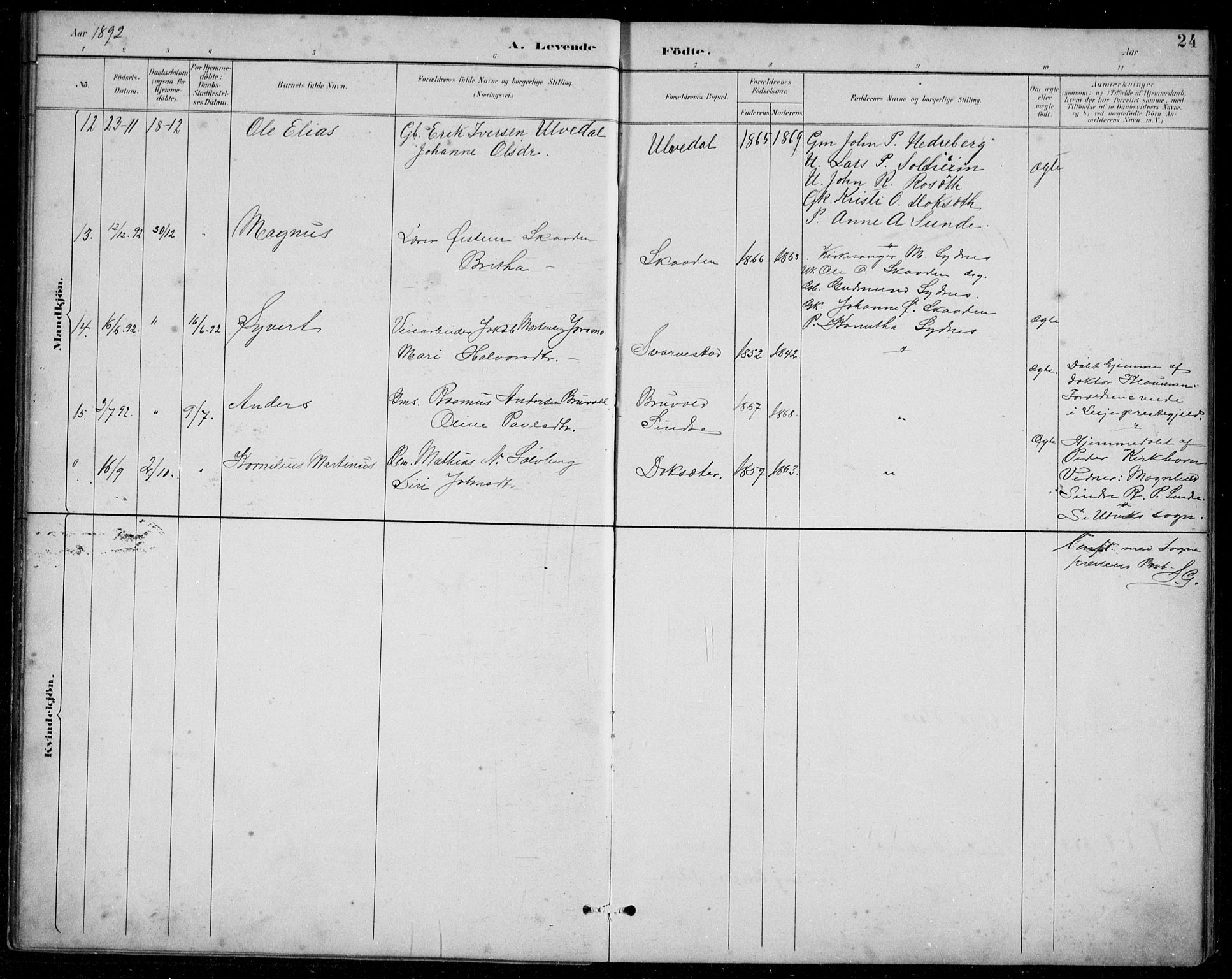 Innvik sokneprestembete, AV/SAB-A-80501: Parish register (copy) no. A 3, 1886-1912, p. 24