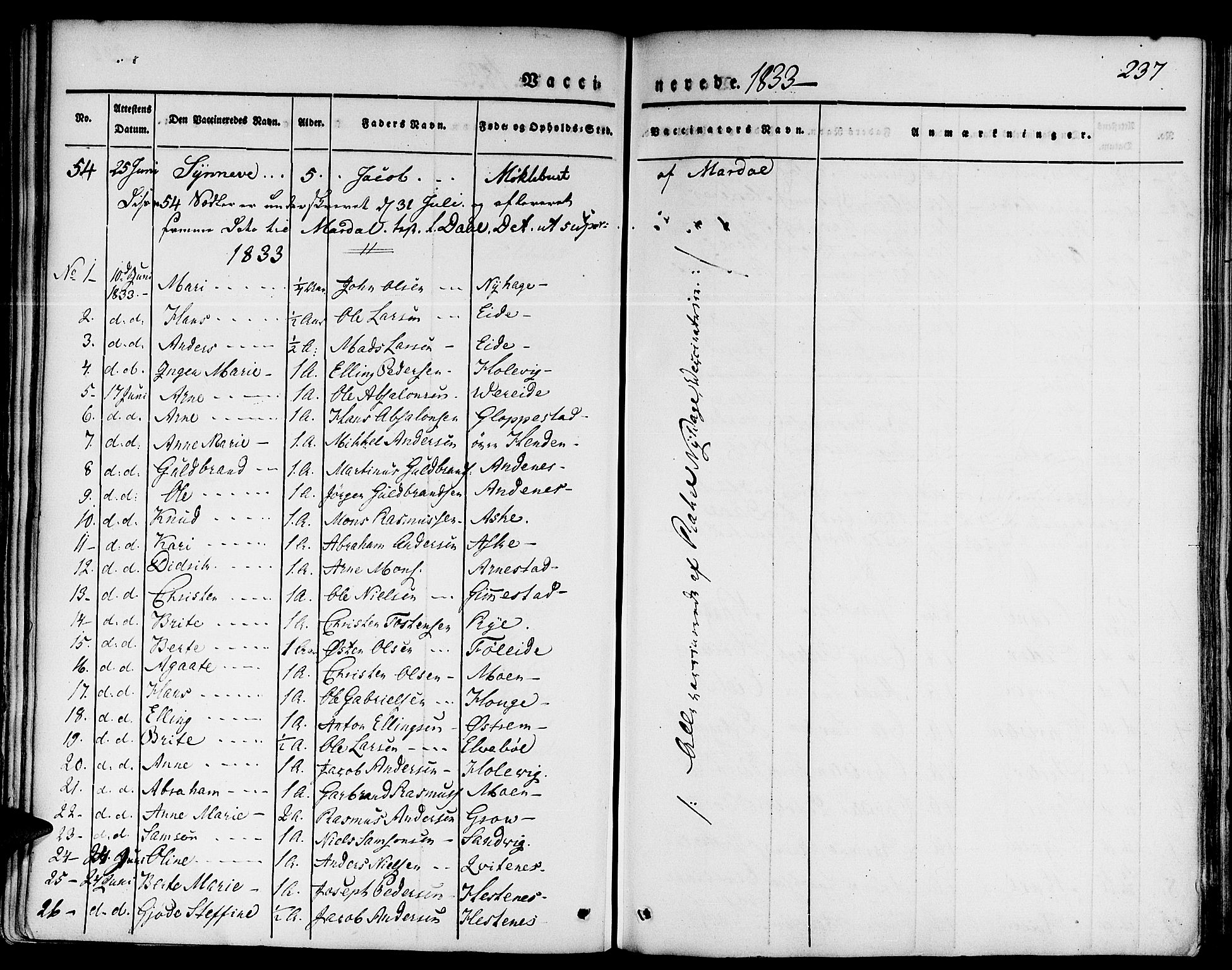 Gloppen sokneprestembete, SAB/A-80101/H/Haa/Haaa/L0007: Parish register (official) no. A 7, 1827-1837, p. 237