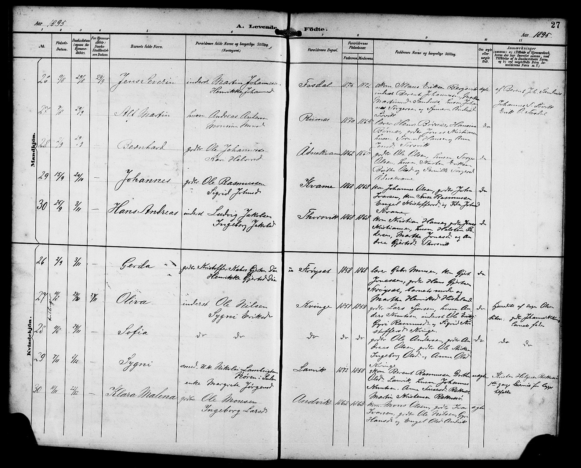 Masfjorden Sokneprestembete, AV/SAB-A-77001: Parish register (copy) no. B 1, 1892-1913, p. 27