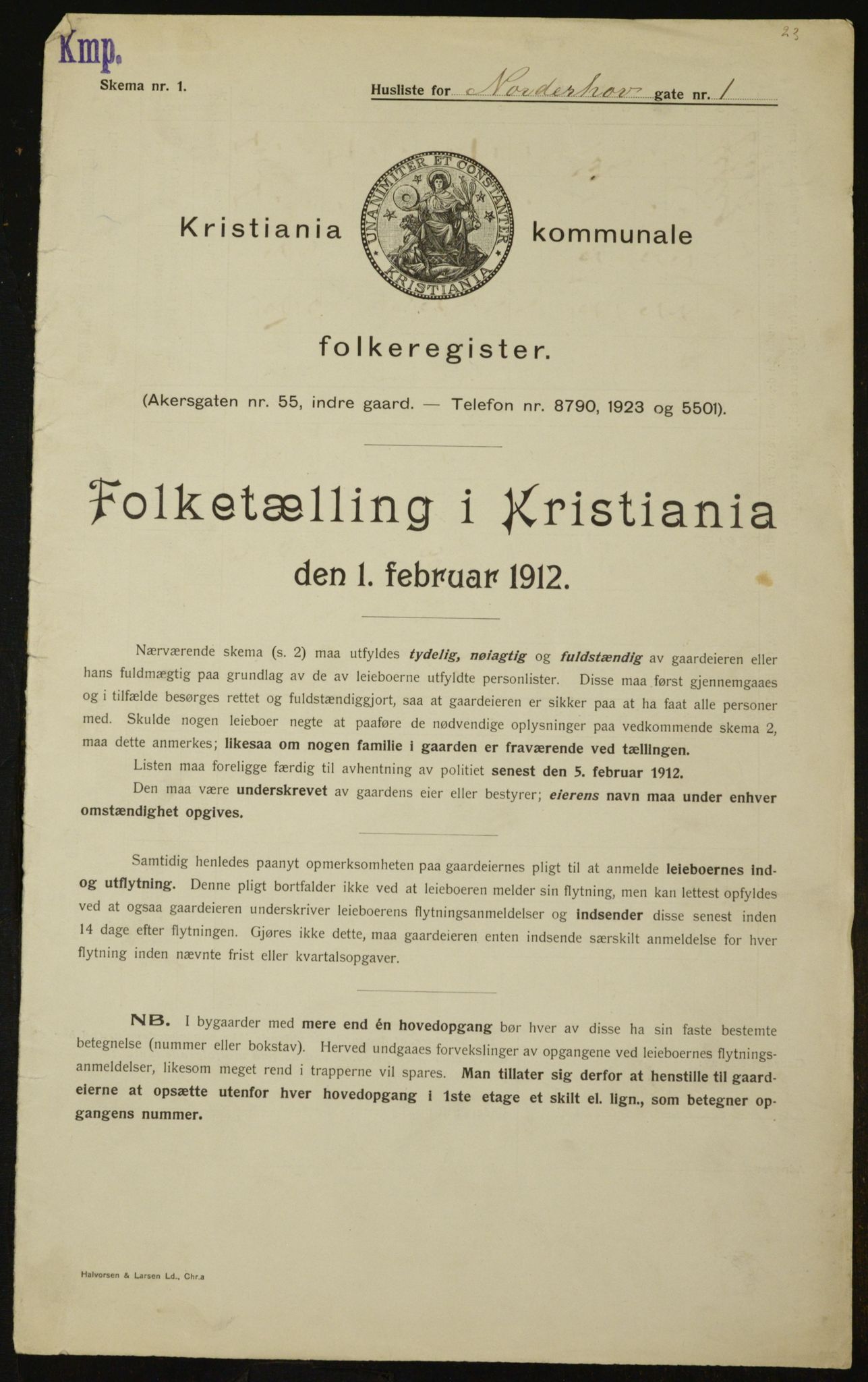OBA, Municipal Census 1912 for Kristiania, 1912, p. 73062