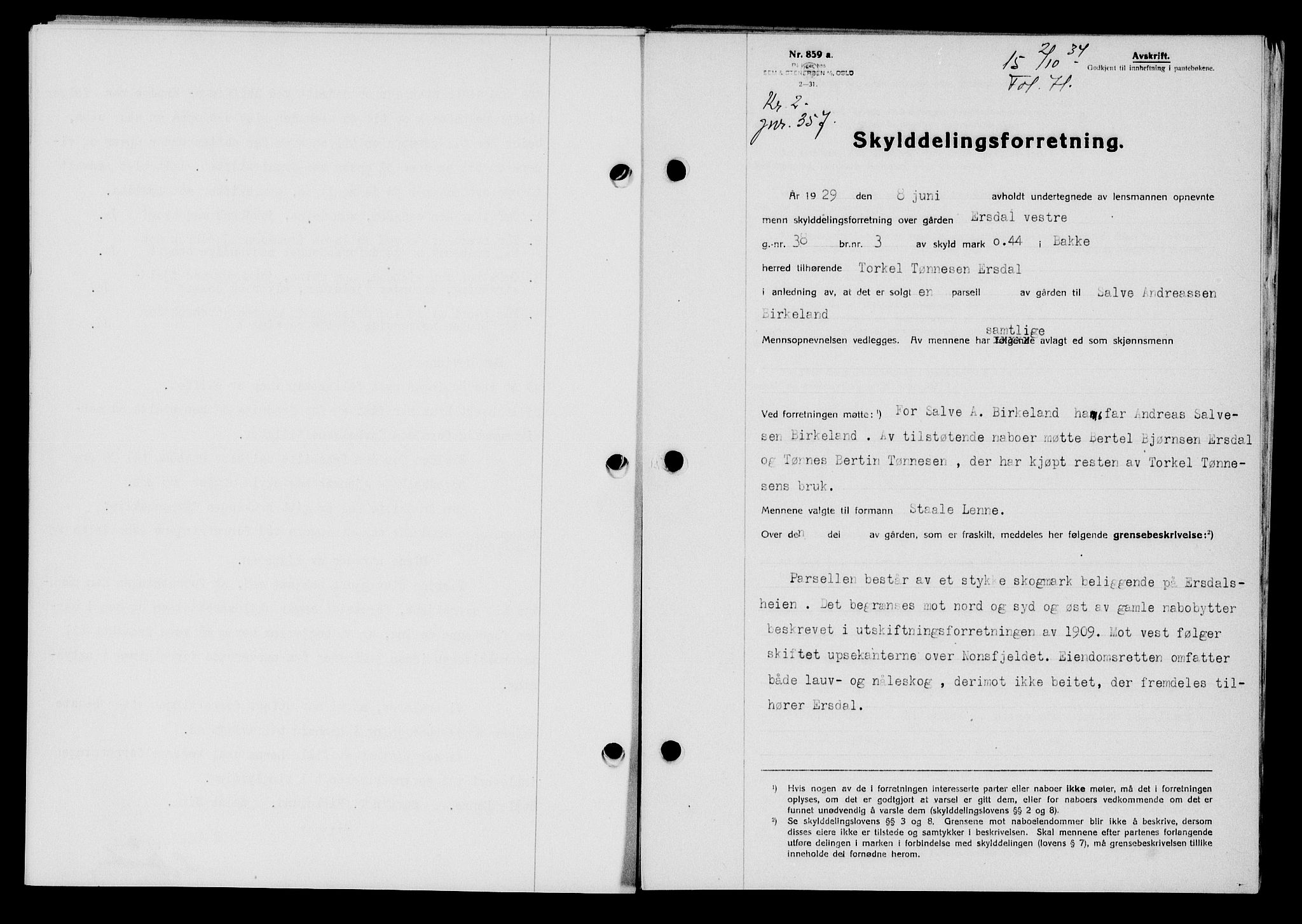 Flekkefjord sorenskriveri, AV/SAK-1221-0001/G/Gb/Gba/L0051: Mortgage book no. 47, 1934-1935, Deed date: 02.10.1934