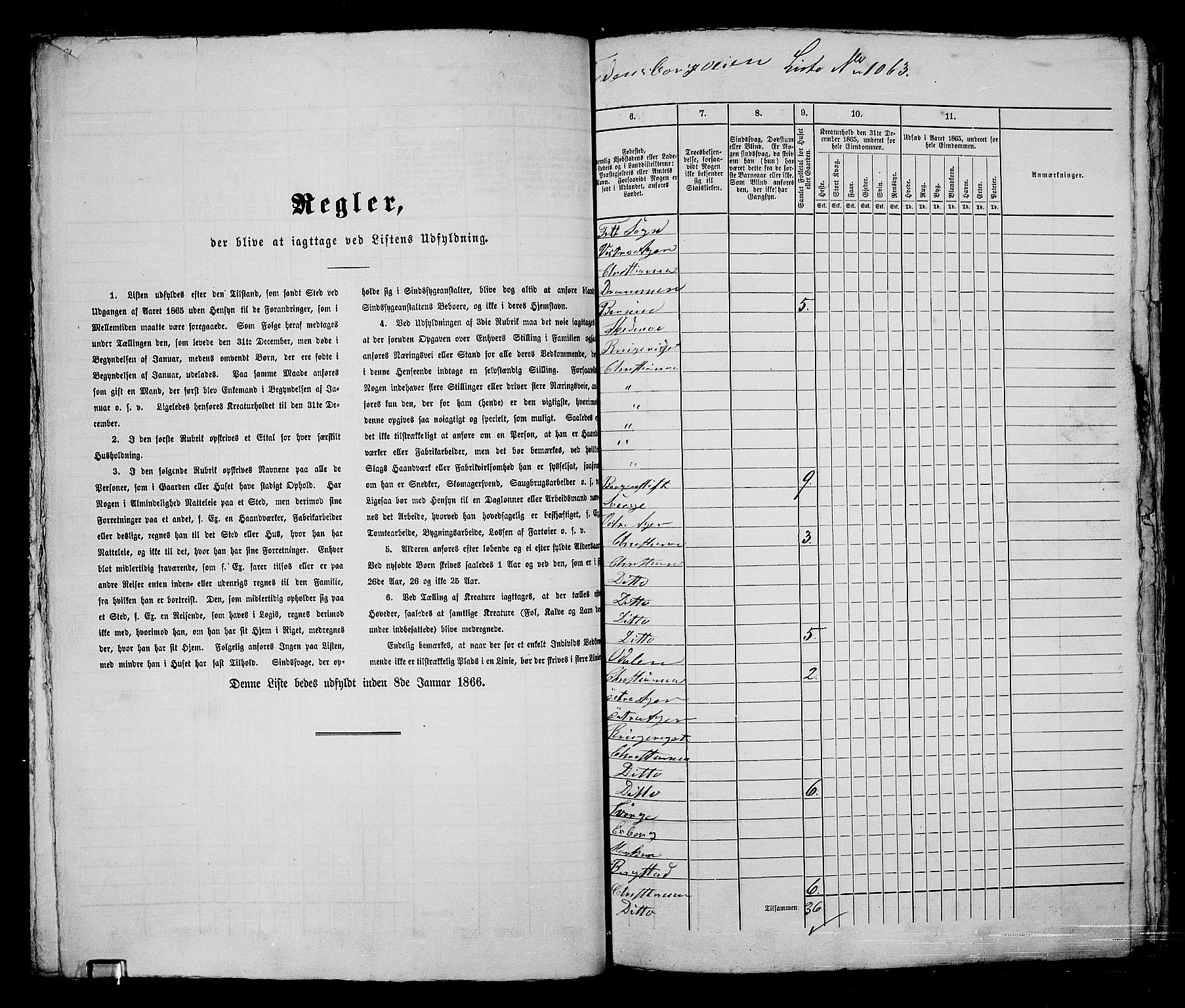 RA, 1865 census for Kristiania, 1865, p. 2354