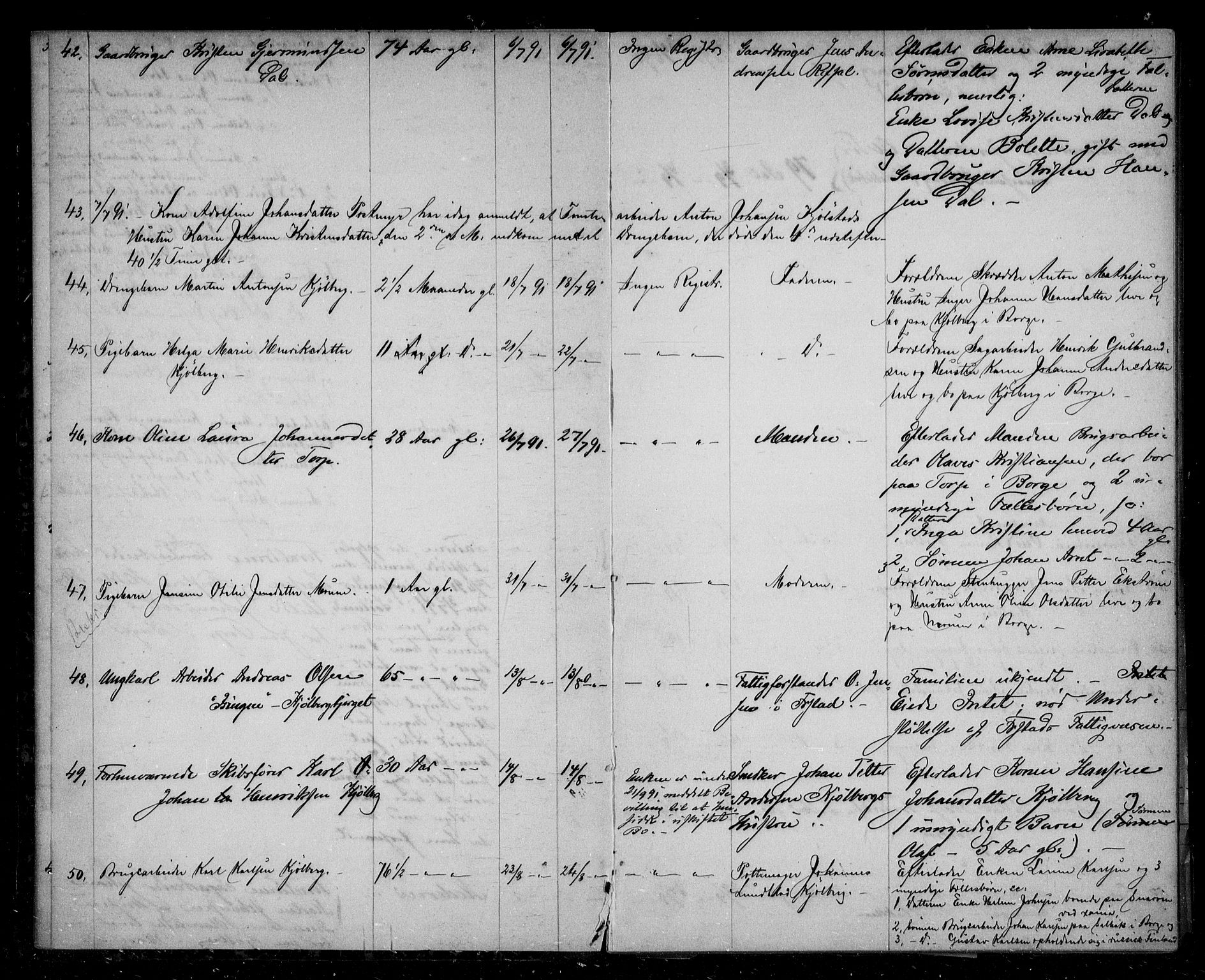 Borge lensmannskontor (Østfold), AV/SAO-A-10176/H/Ha/Haa/L0003: Dødsfallsprotokoll, 1890-1896