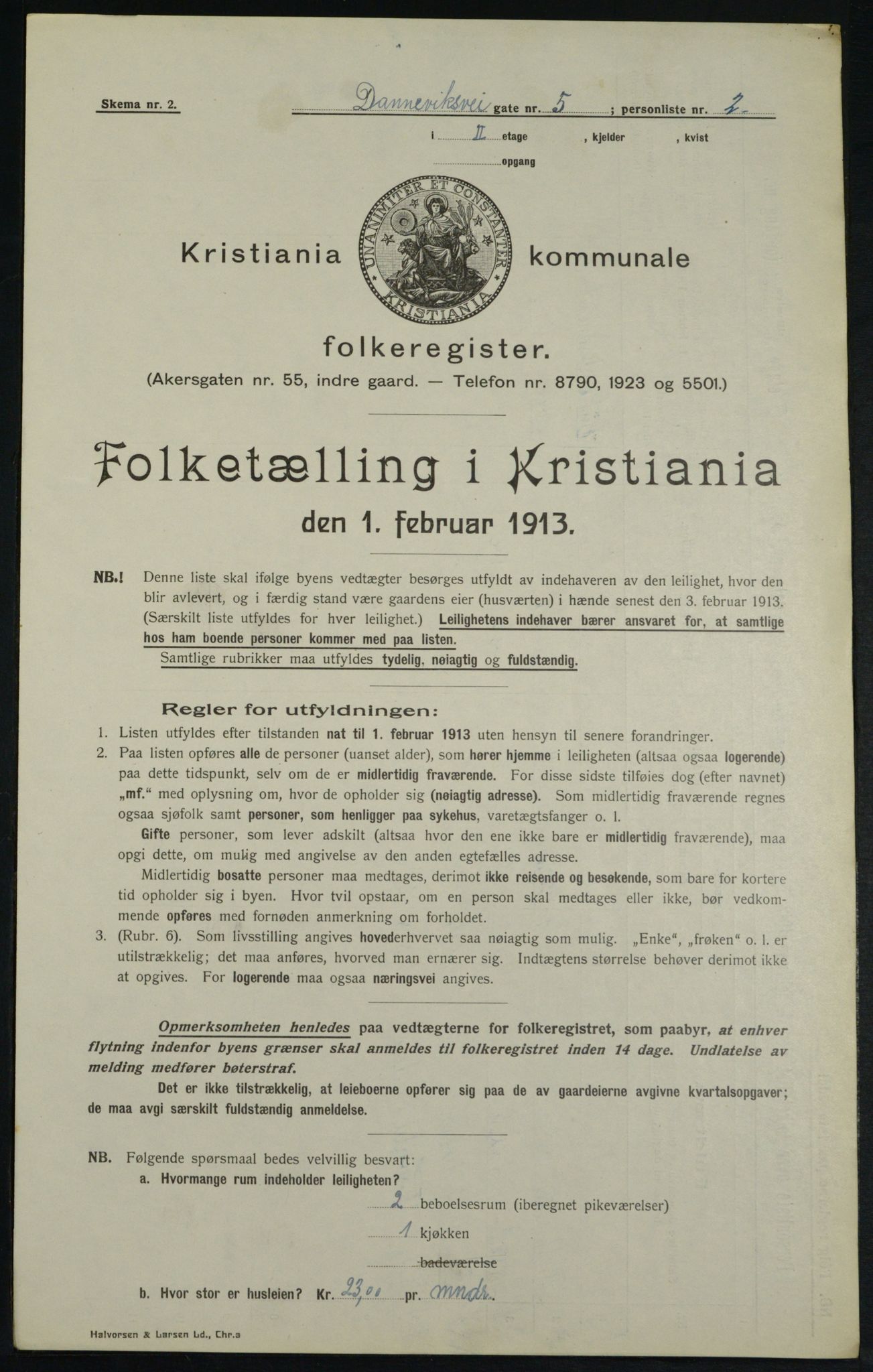 OBA, Municipal Census 1913 for Kristiania, 1913, p. 15119