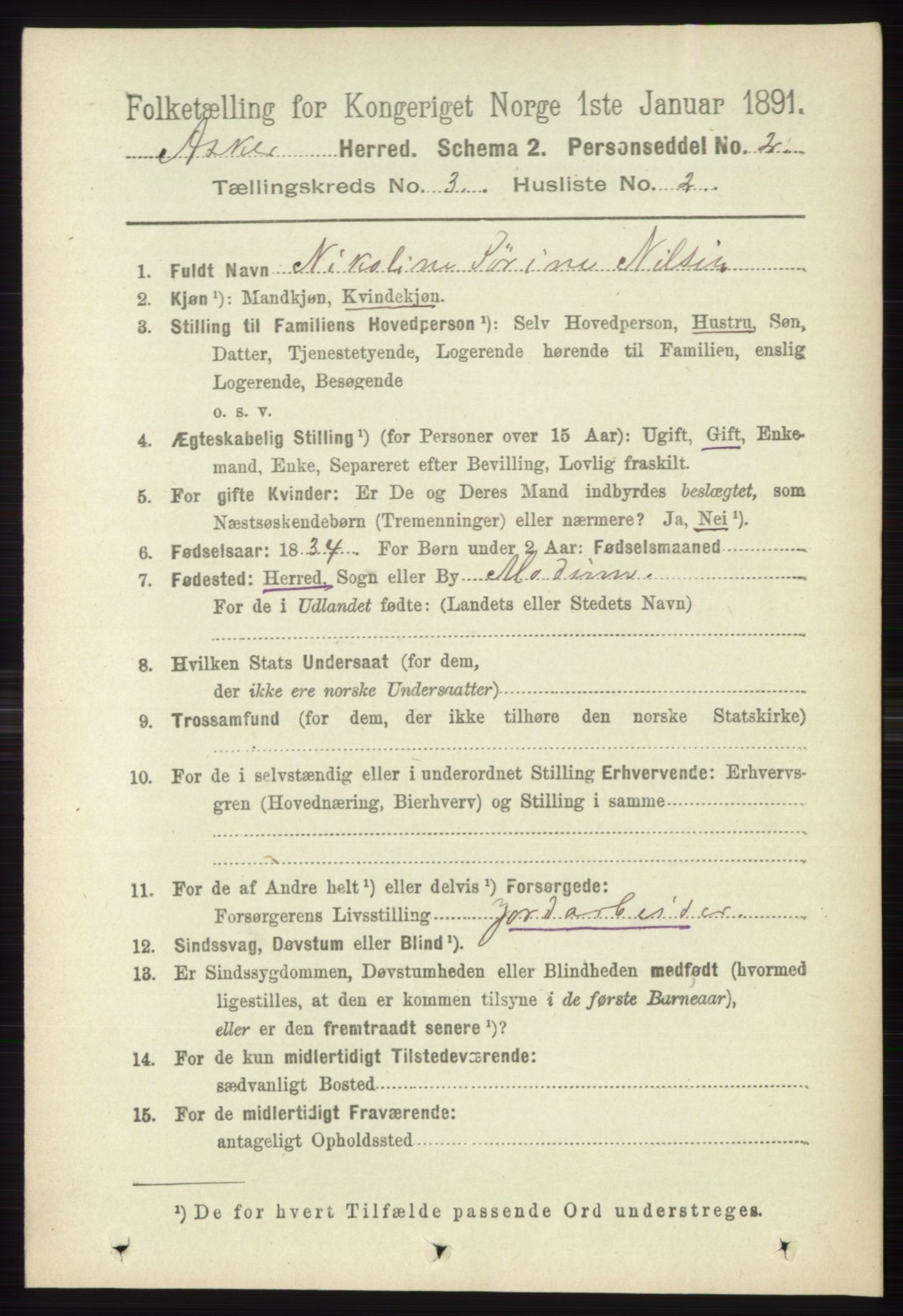 RA, 1891 census for 0220 Asker, 1891, p. 1994