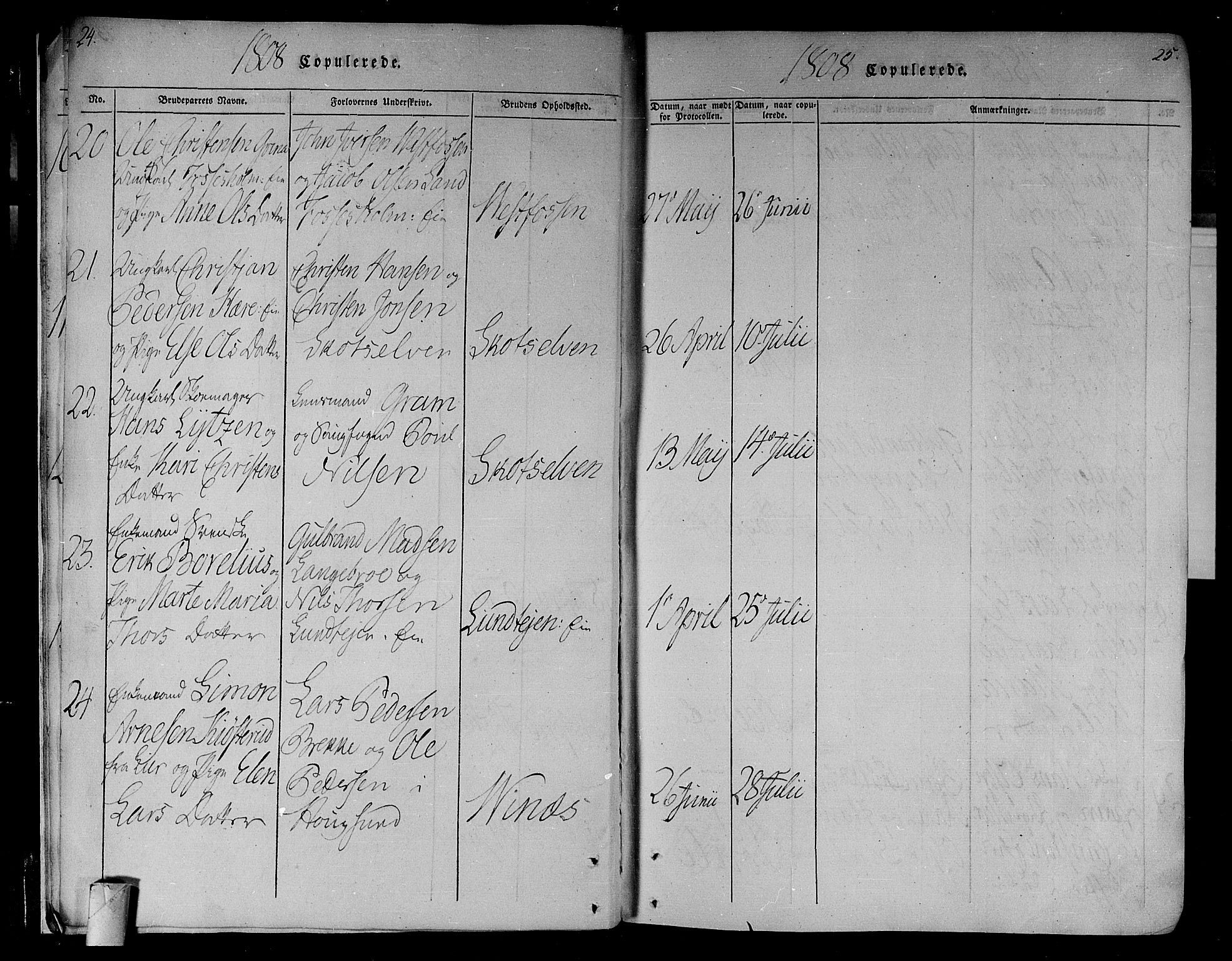 Eiker kirkebøker, AV/SAKO-A-4/F/Fa/L0010: Parish register (official) no. I 10, 1806-1815, p. 24-25