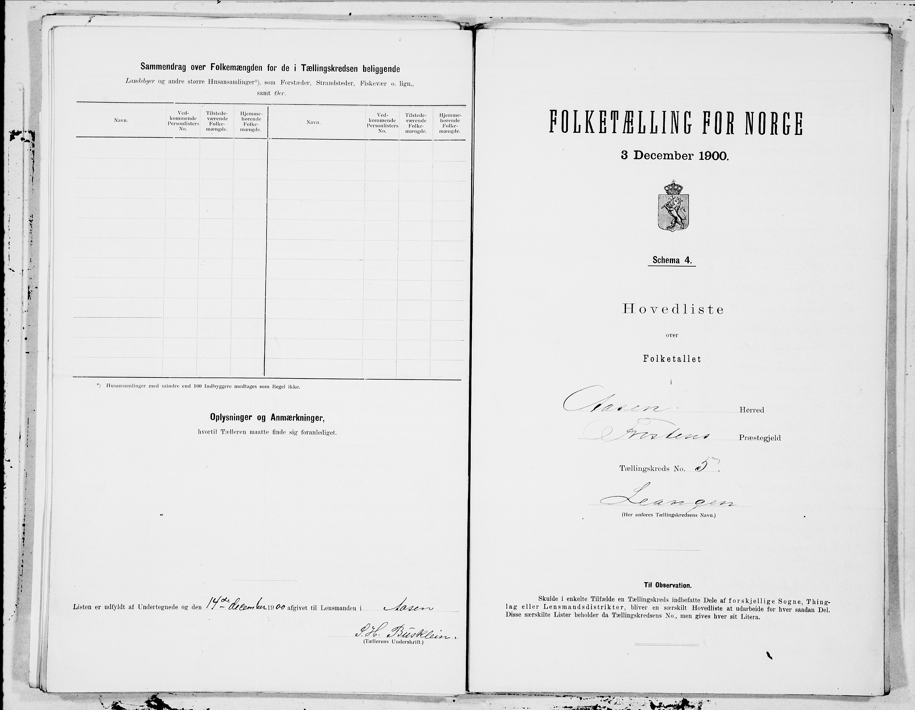 SAT, 1900 census for Åsen, 1900, p. 10