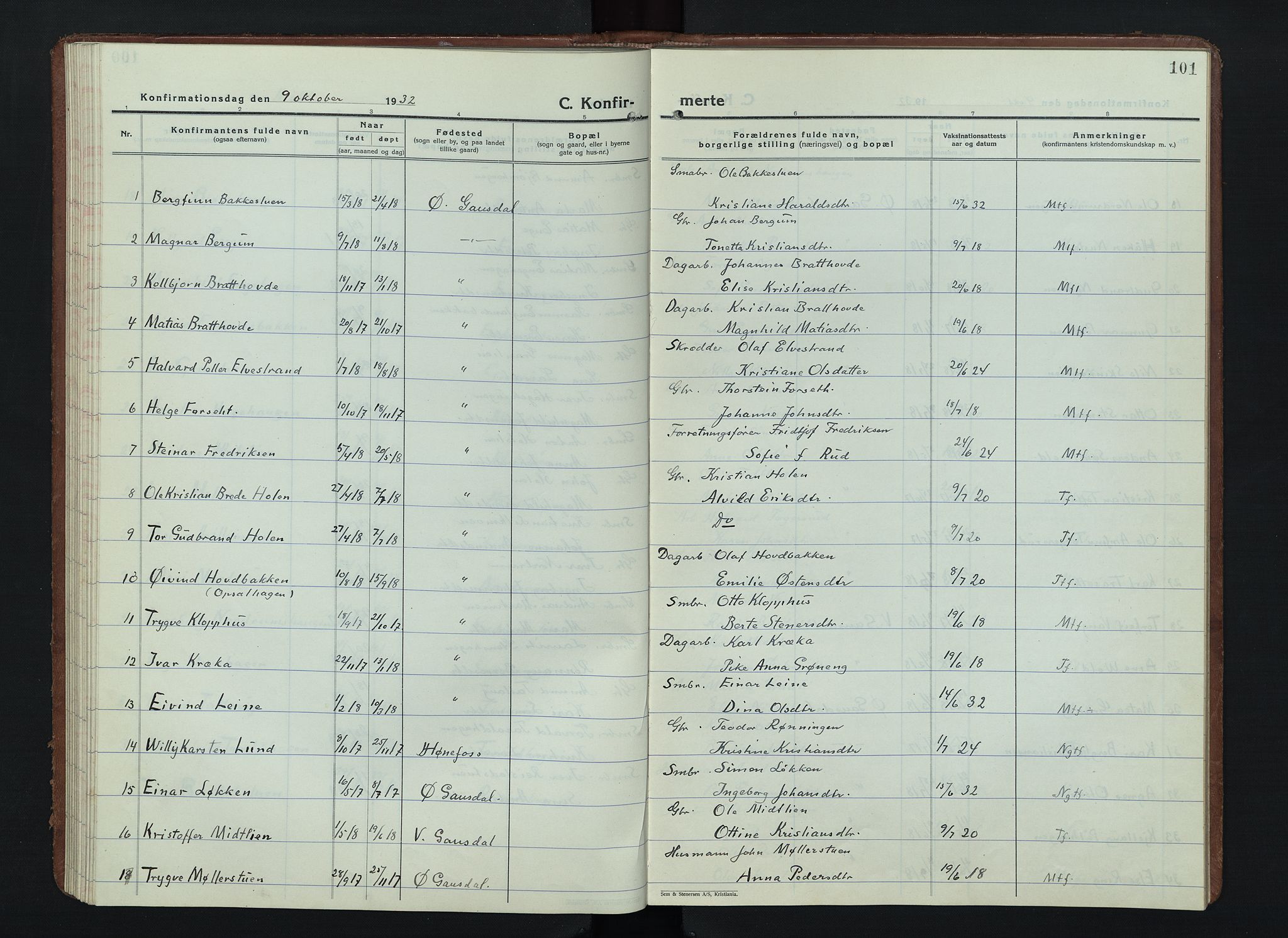 Østre Gausdal prestekontor, AV/SAH-PREST-092/H/Ha/Hab/L0006: Parish register (copy) no. 6, 1922-1945, p. 101