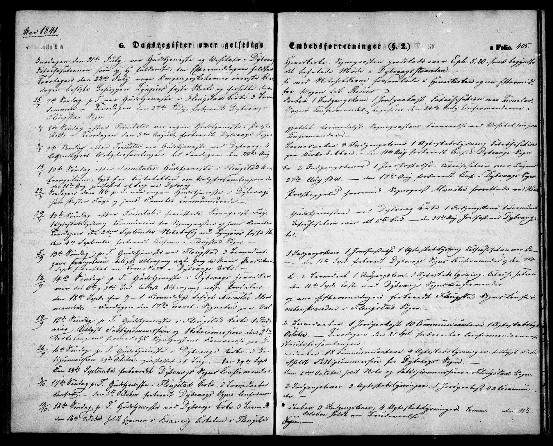 Dypvåg sokneprestkontor, AV/SAK-1111-0007/F/Fa/Faa/L0005: Parish register (official) no. A 5, 1841-1854, p. 405