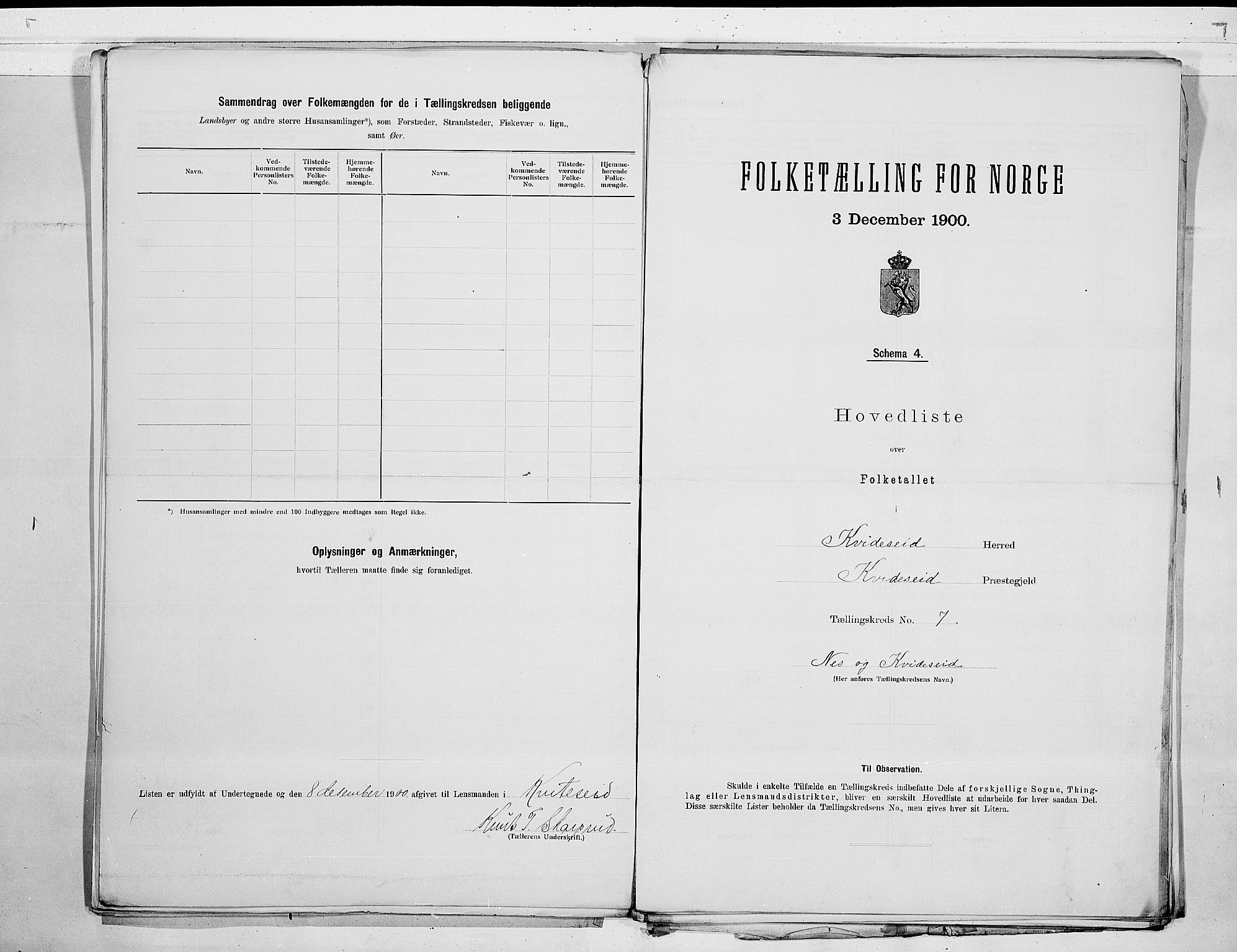 SAKO, 1900 census for Kviteseid, 1900, p. 14