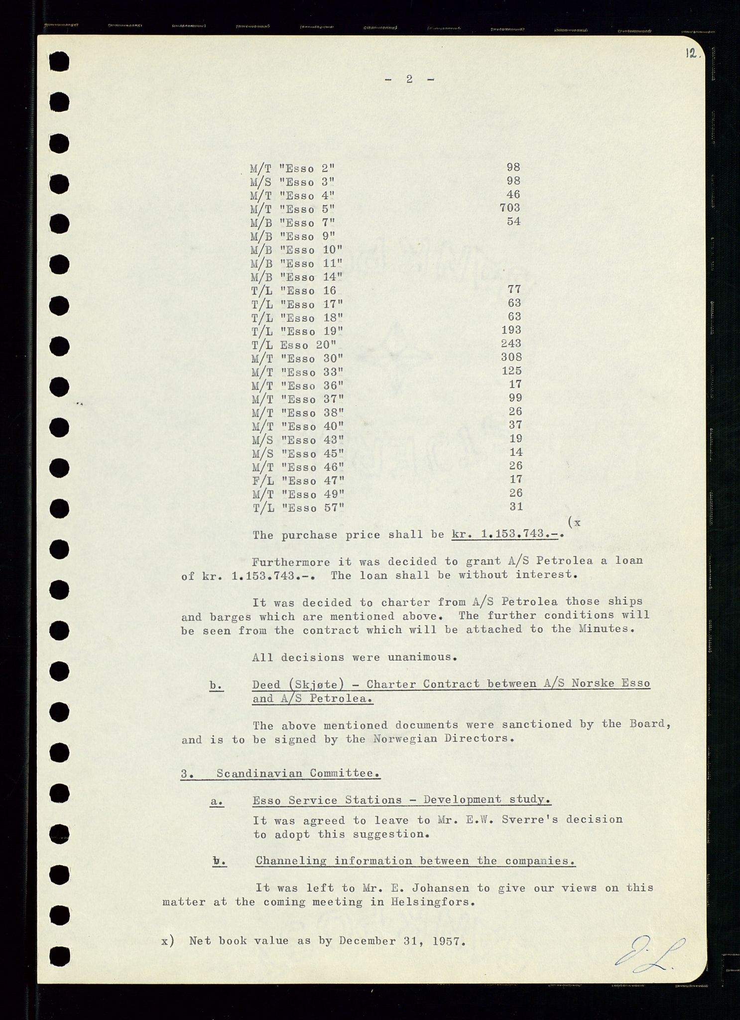 Pa 0982 - Esso Norge A/S, AV/SAST-A-100448/A/Aa/L0001/0001: Den administrerende direksjon Board minutes (styrereferater) / Den administrerende direksjon Board minutes (styrereferater), 1958-1959, p. 12