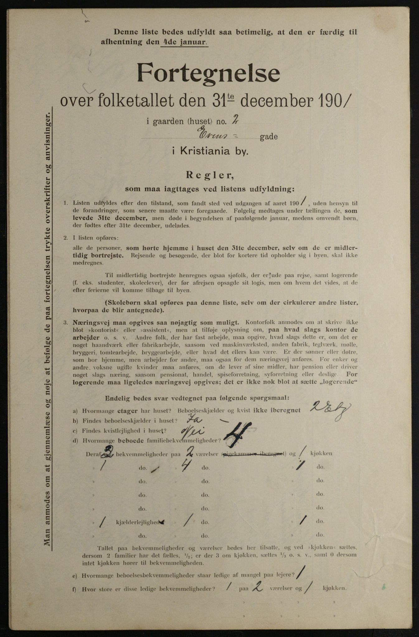 OBA, Municipal Census 1901 for Kristiania, 1901, p. 3699