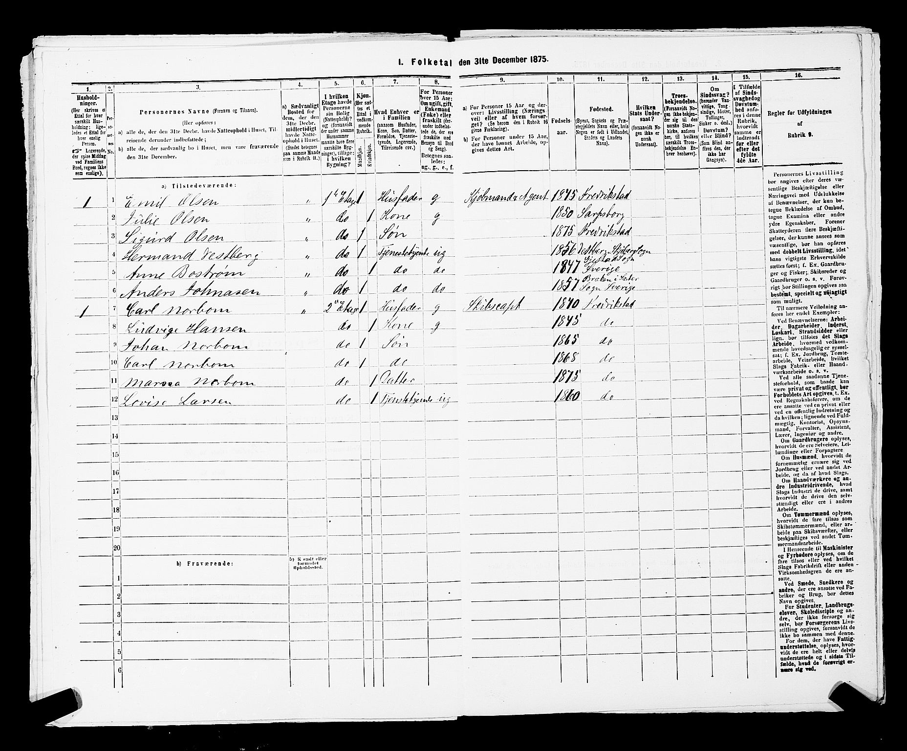 RA, 1875 census for 0103B Fredrikstad/Fredrikstad, 1875, p. 37