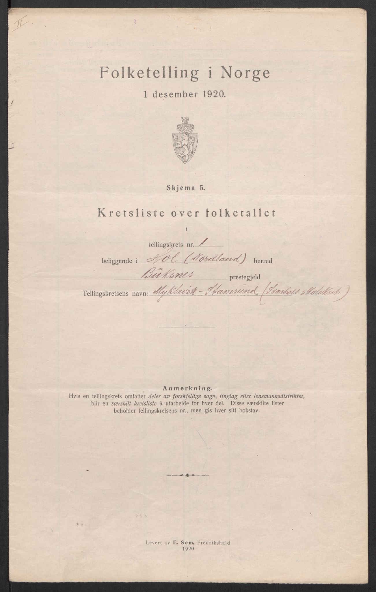 SAT, 1920 census for Hol, 1920, p. 9