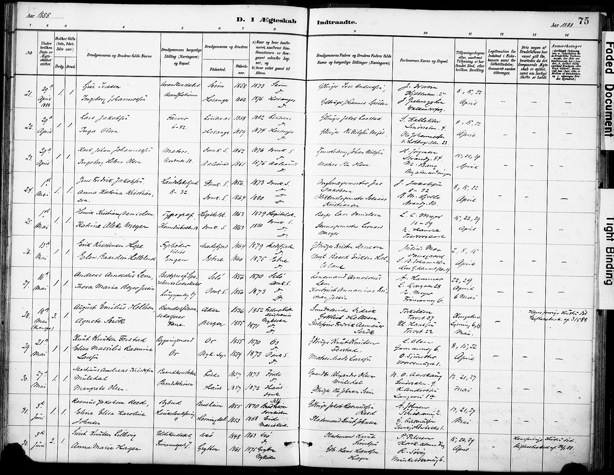 Domkirken sokneprestembete, SAB/A-74801/H/Haa/L0037: Parish register (official) no. D 4, 1880-1907, p. 75