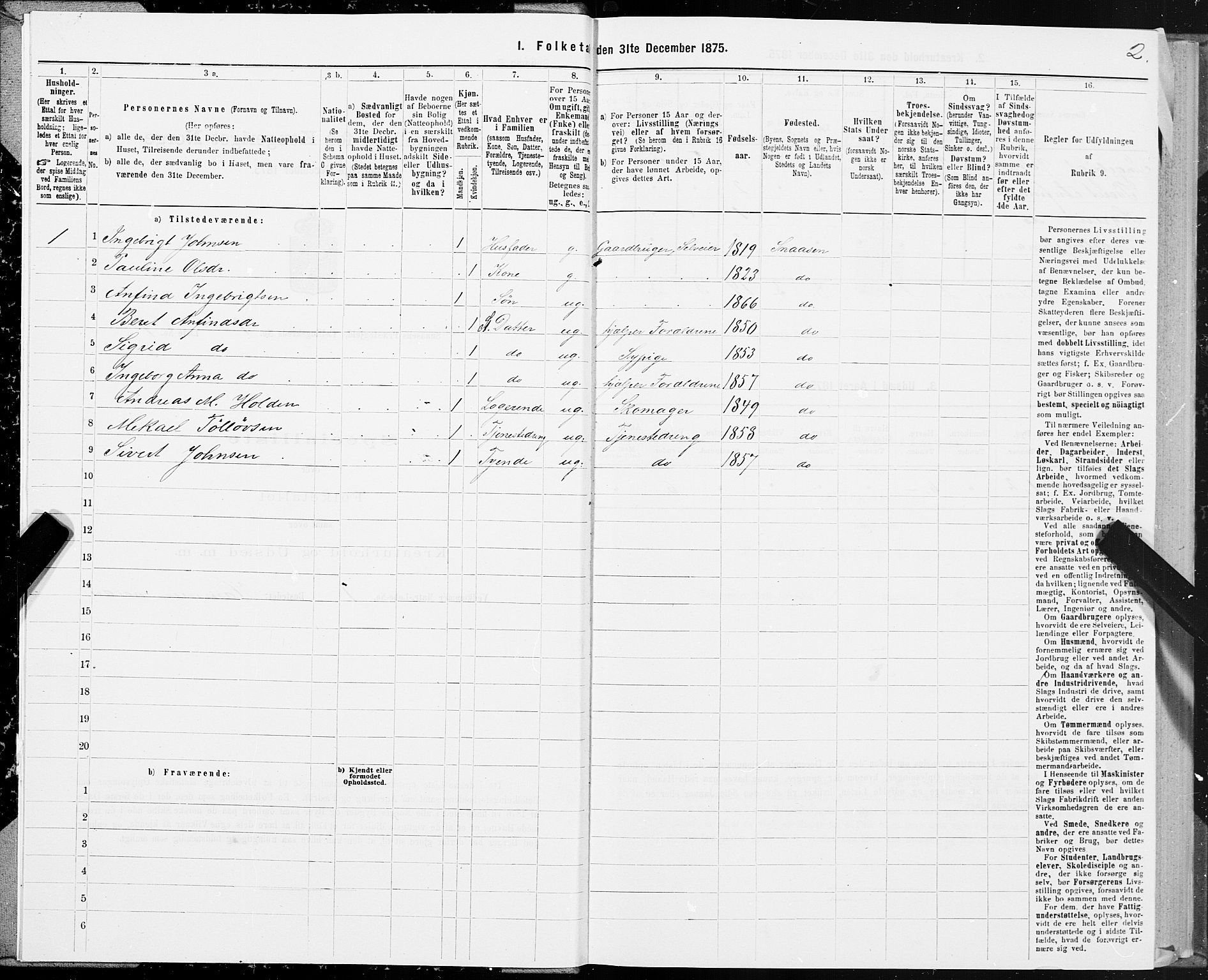 SAT, 1875 census for 1736P Snåsa, 1875, p. 1002