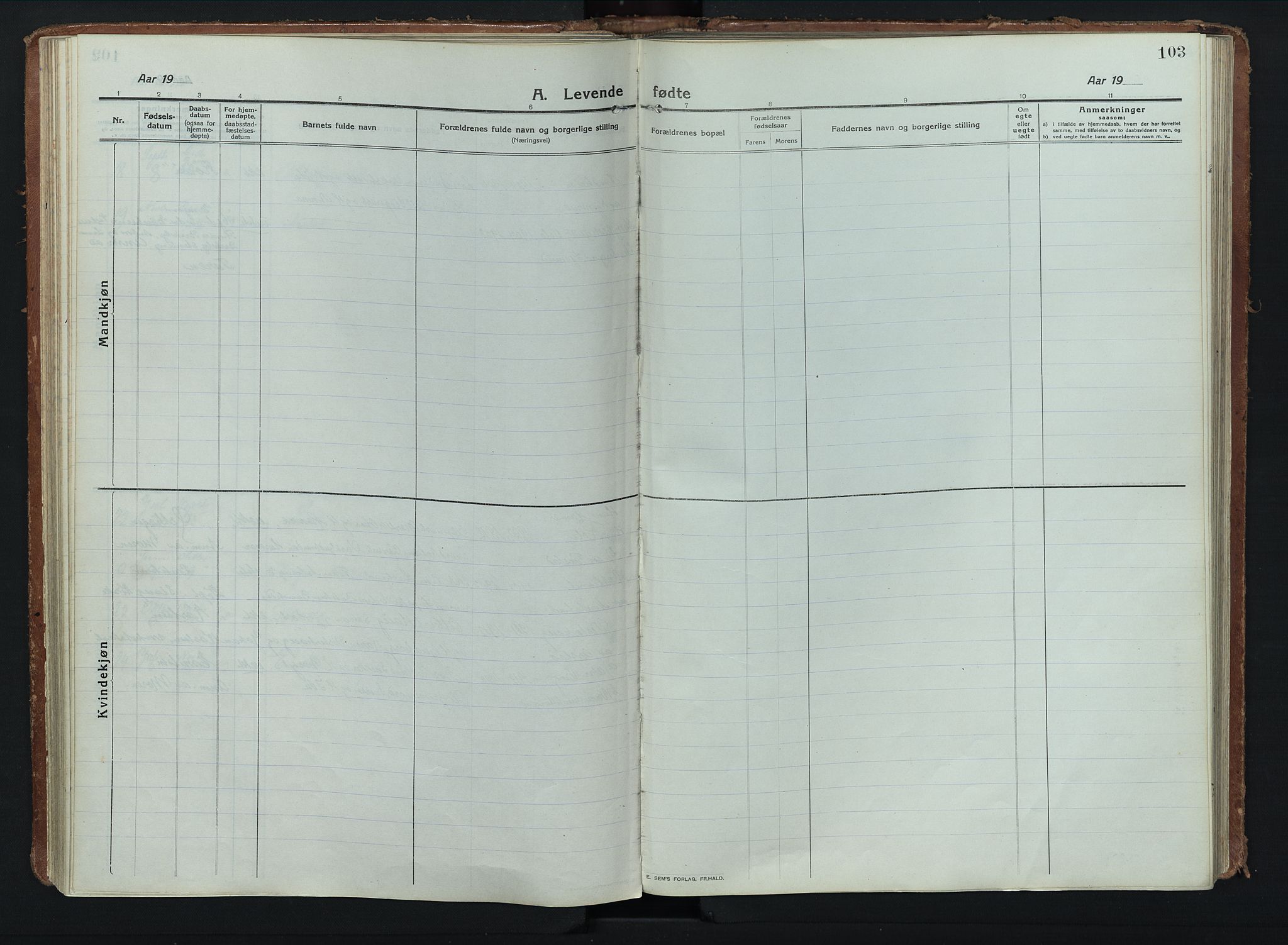 Stange prestekontor, SAH/PREST-002/K/L0028: Parish register (official) no. 28, 1913-1932, p. 103