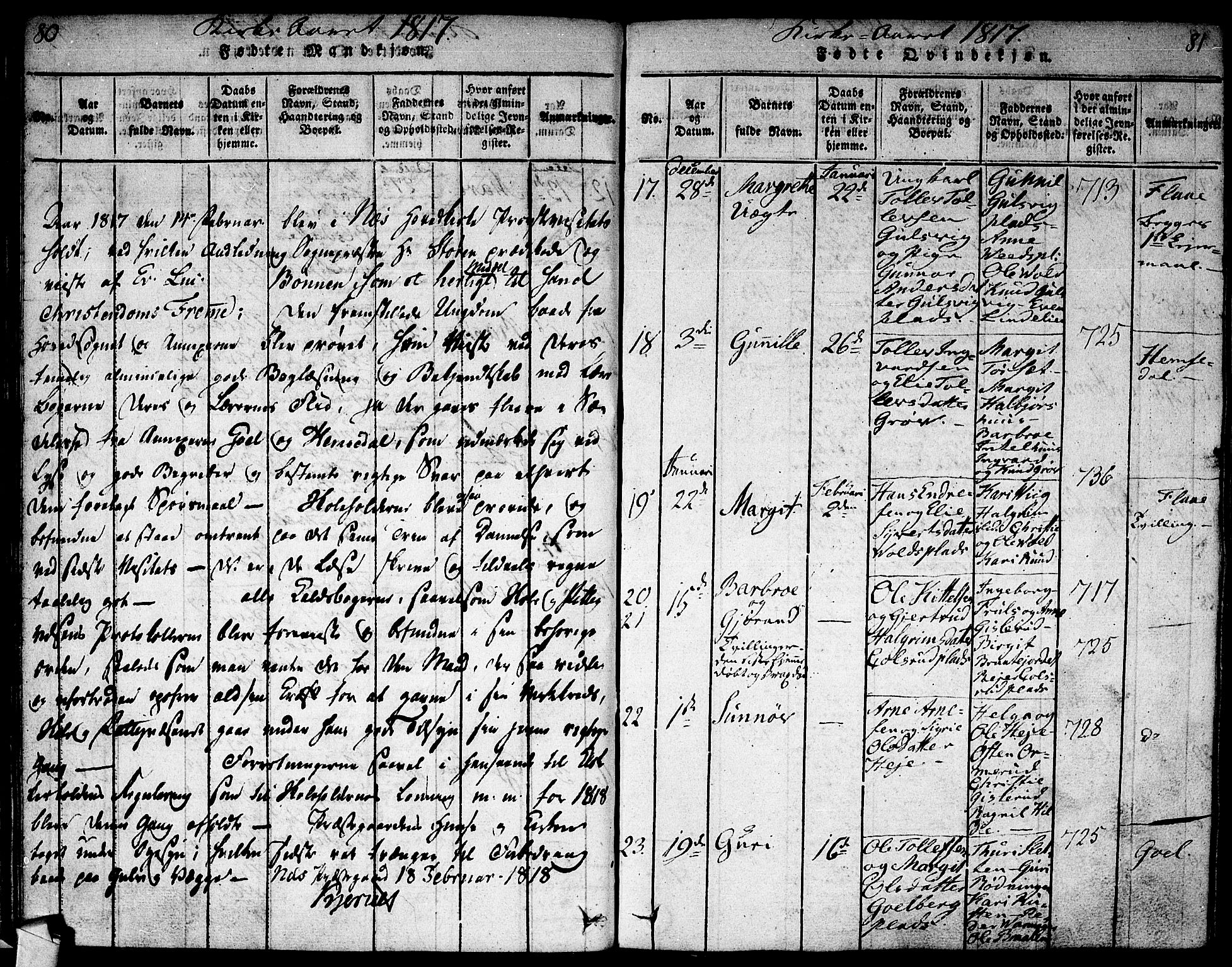 Nes kirkebøker, SAKO/A-236/F/Fa/L0007: Parish register (official) no. 7, 1815-1823, p. 80-81