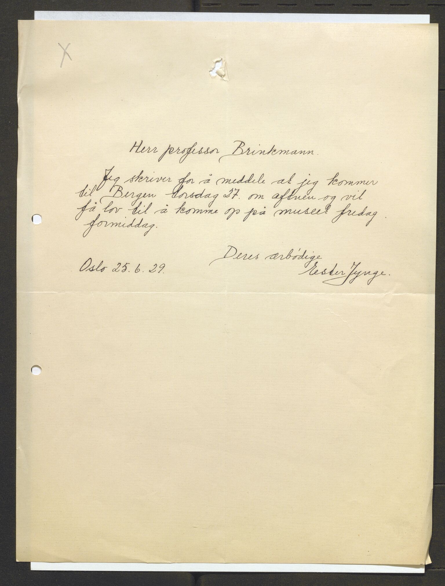 Bergens Museum, AV/SAB-A-17301/13/D/L0002: Korrespondanse , 1928-1940, p. 122