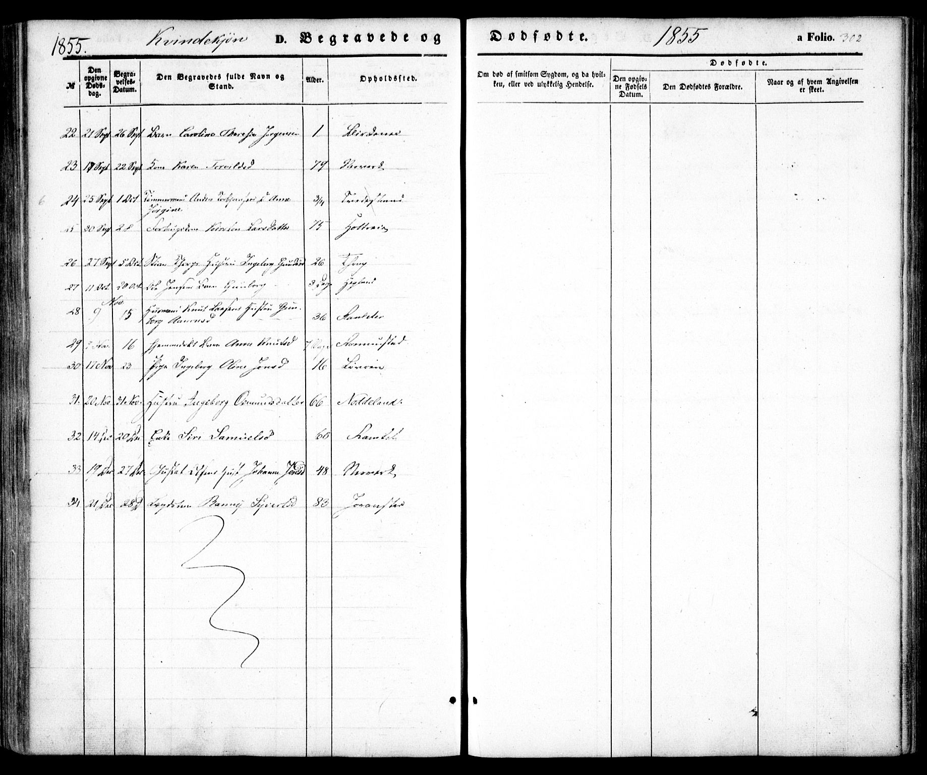 Holt sokneprestkontor, AV/SAK-1111-0021/F/Fa/L0008: Parish register (official) no. A 8, 1849-1860, p. 302