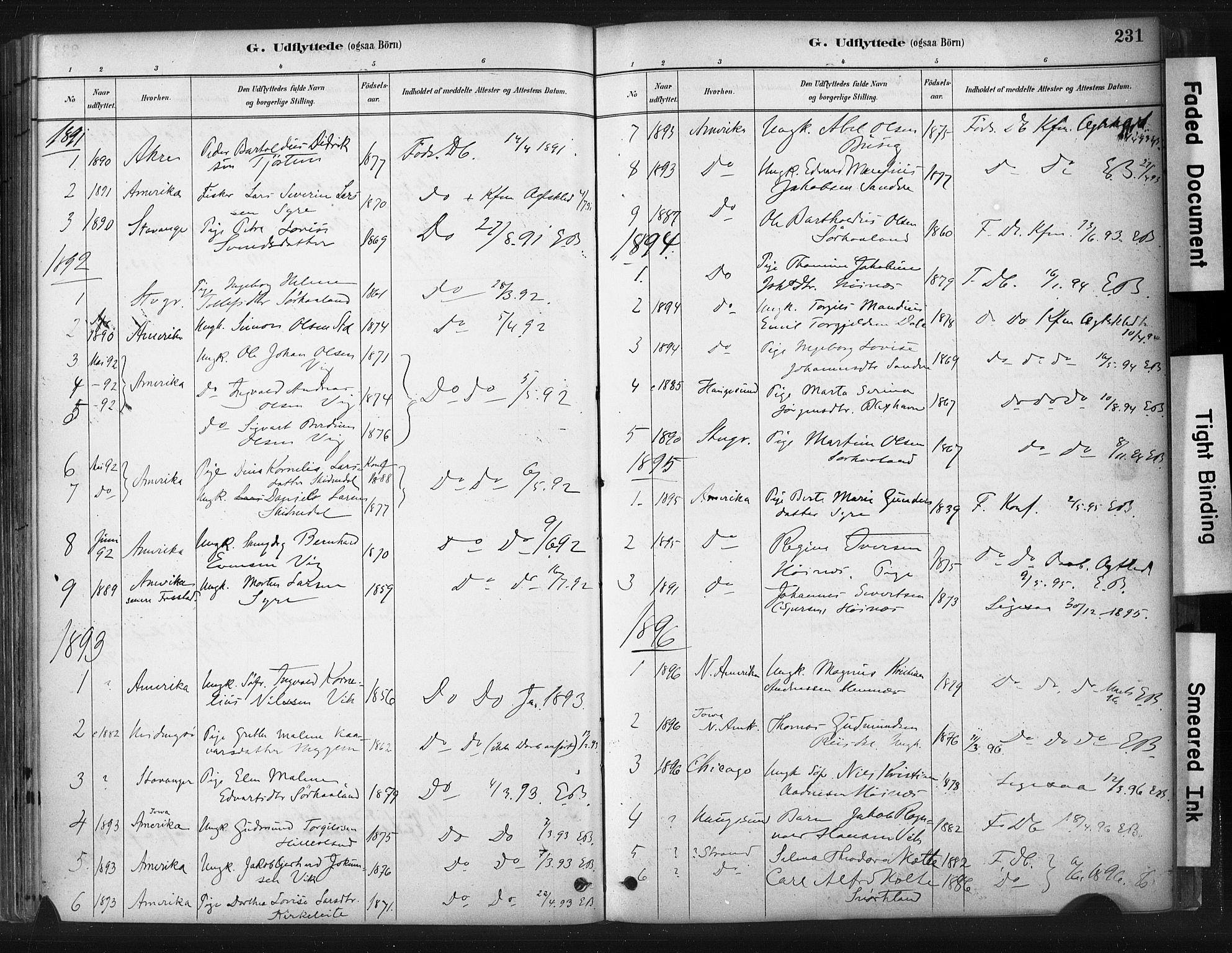 Skudenes sokneprestkontor, SAST/A -101849/H/Ha/Haa/L0009: Parish register (official) no. A 6, 1882-1912, p. 231