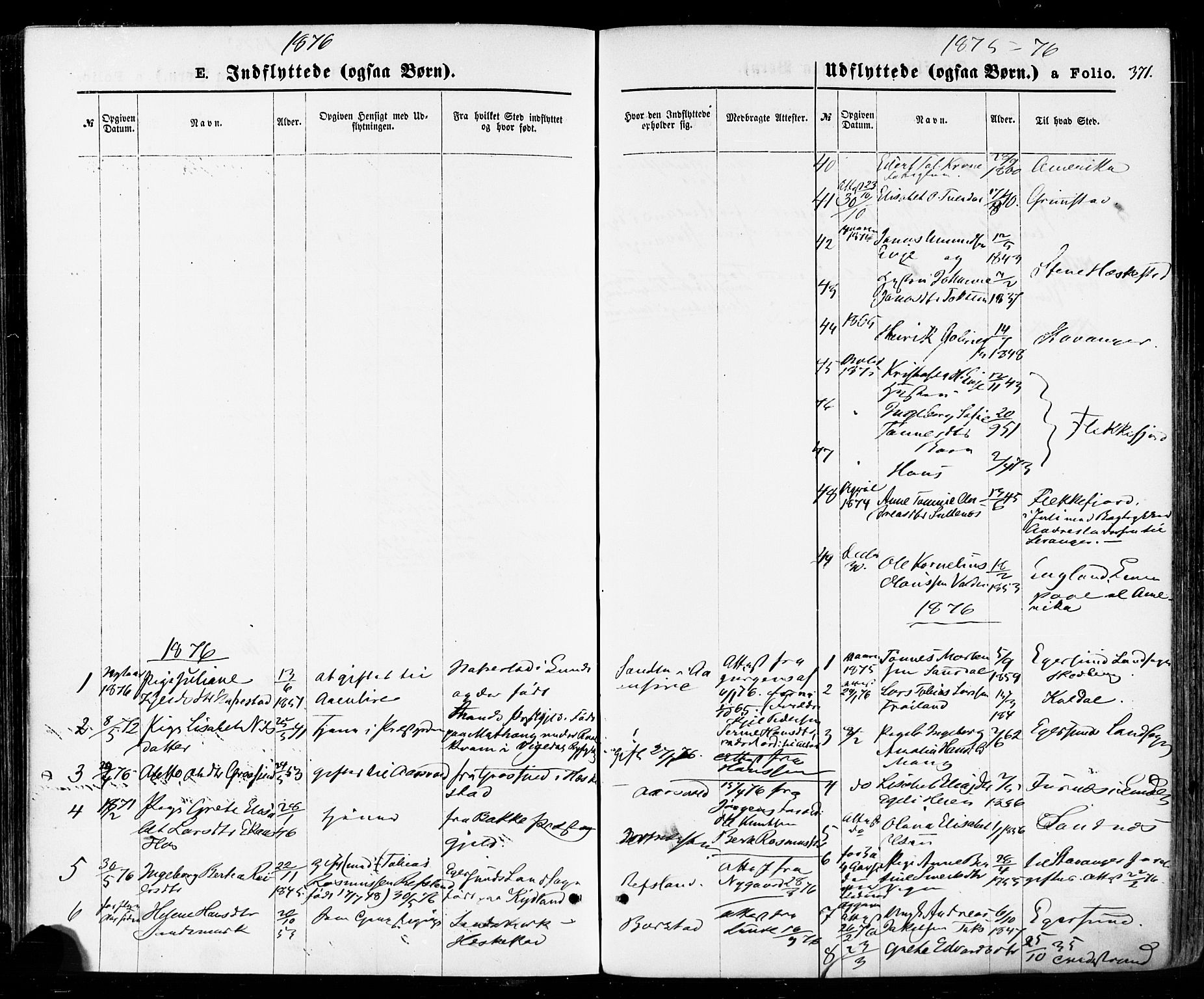 Sokndal sokneprestkontor, SAST/A-101808: Parish register (official) no. A 10, 1874-1886, p. 371