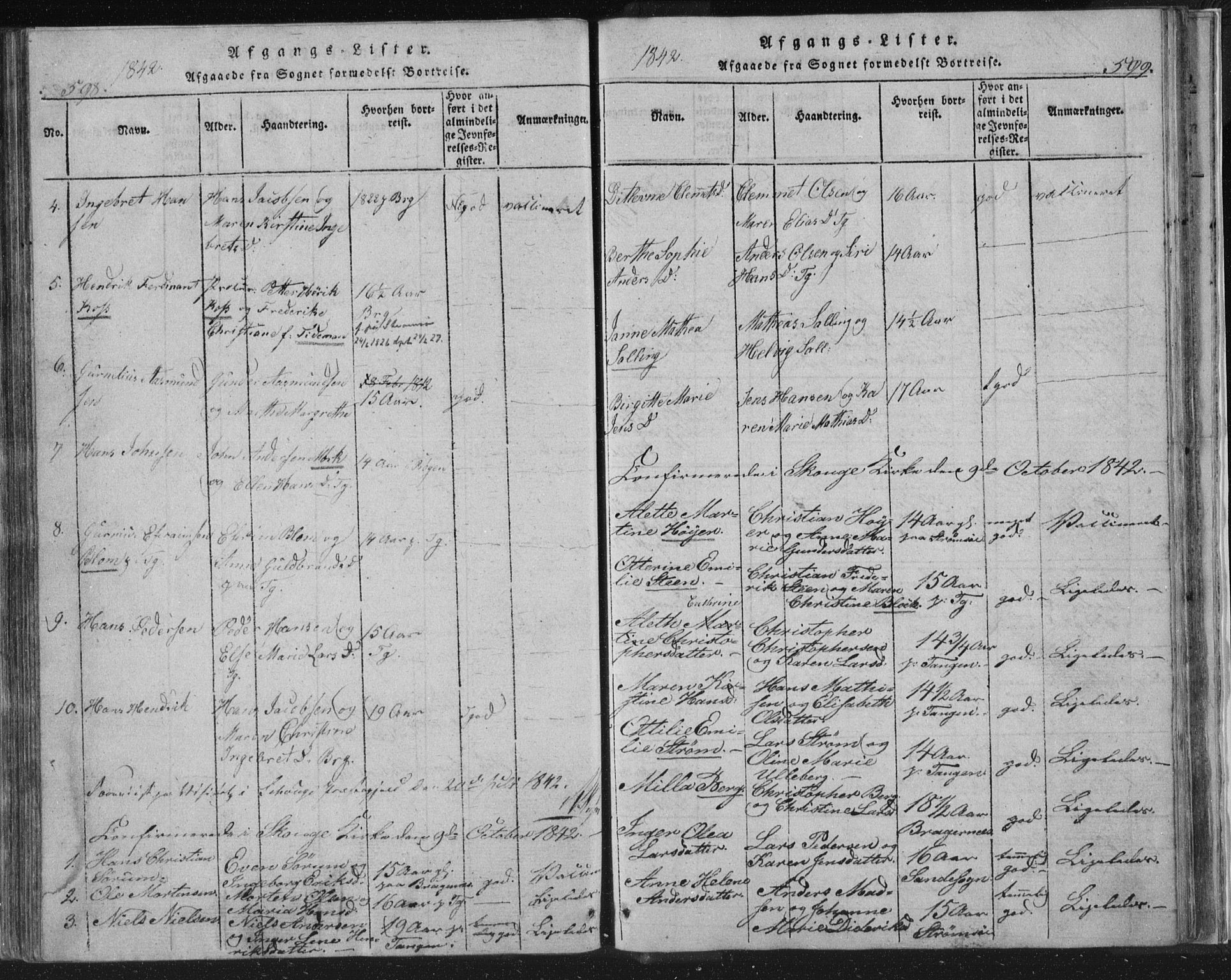 Strømsø kirkebøker, AV/SAKO-A-246/F/Fb/L0004: Parish register (official) no. II 4, 1814-1843, p. 598-599