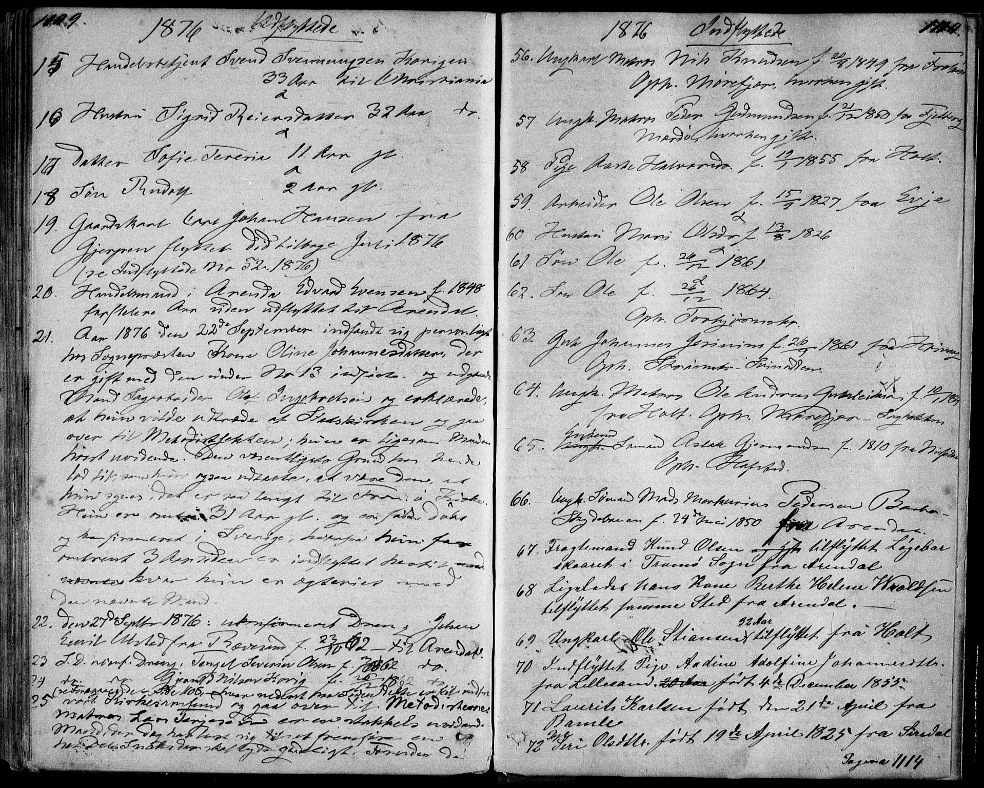 Tromøy sokneprestkontor, AV/SAK-1111-0041/F/Fa/L0008: Parish register (official) no. A 8, 1870-1877, p. 1109-1110