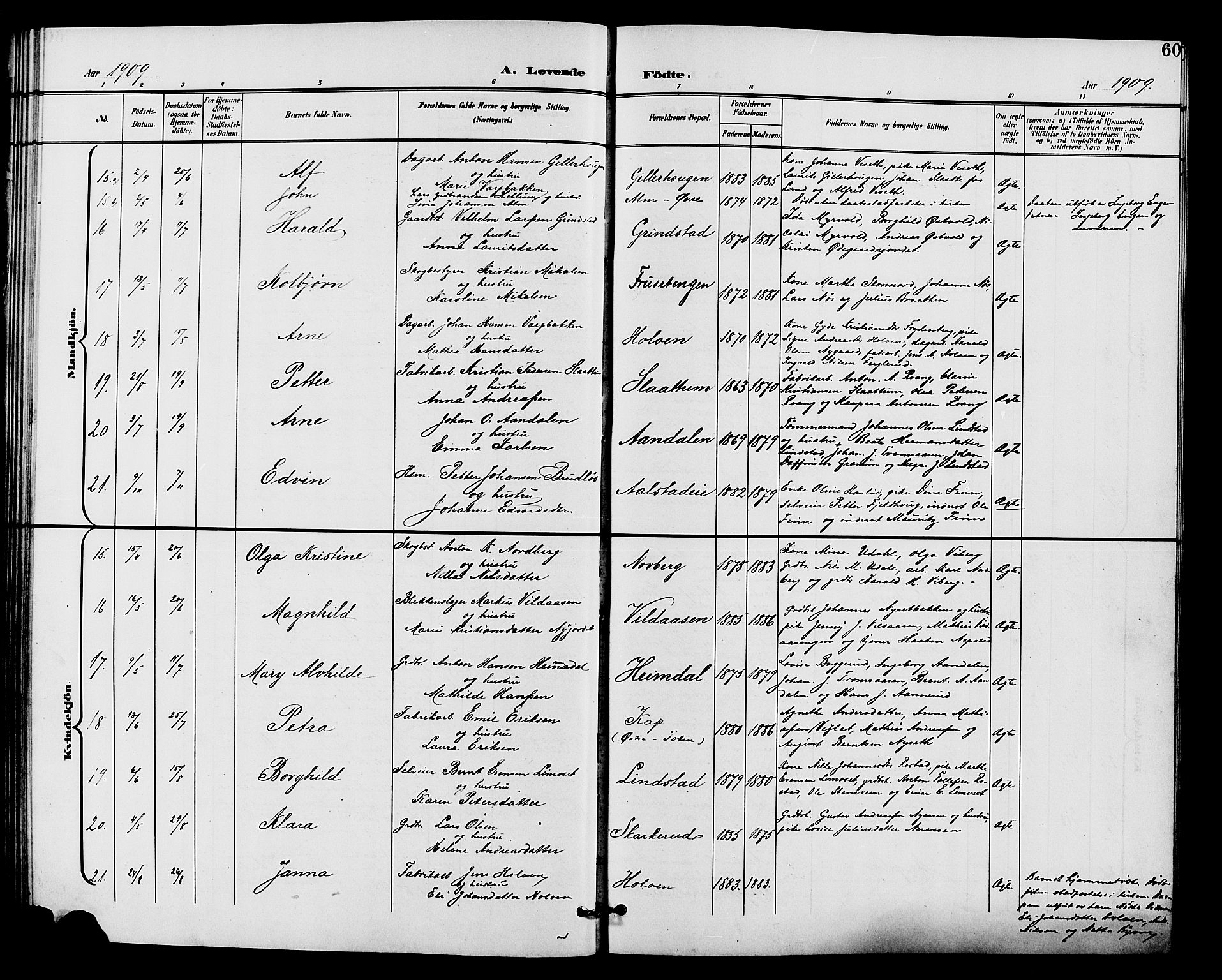 Vardal prestekontor, SAH/PREST-100/H/Ha/Hab/L0011: Parish register (copy) no. 11, 1899-1913, p. 60