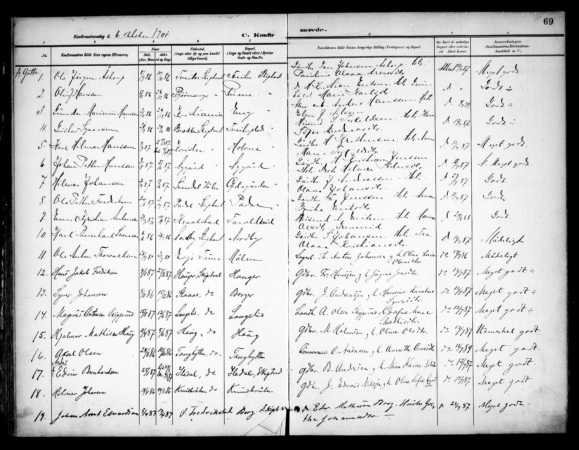 Skiptvet prestekontor Kirkebøker, AV/SAO-A-20009/F/Fa/L0011: Parish register (official) no. 11, 1901-1913, p. 69