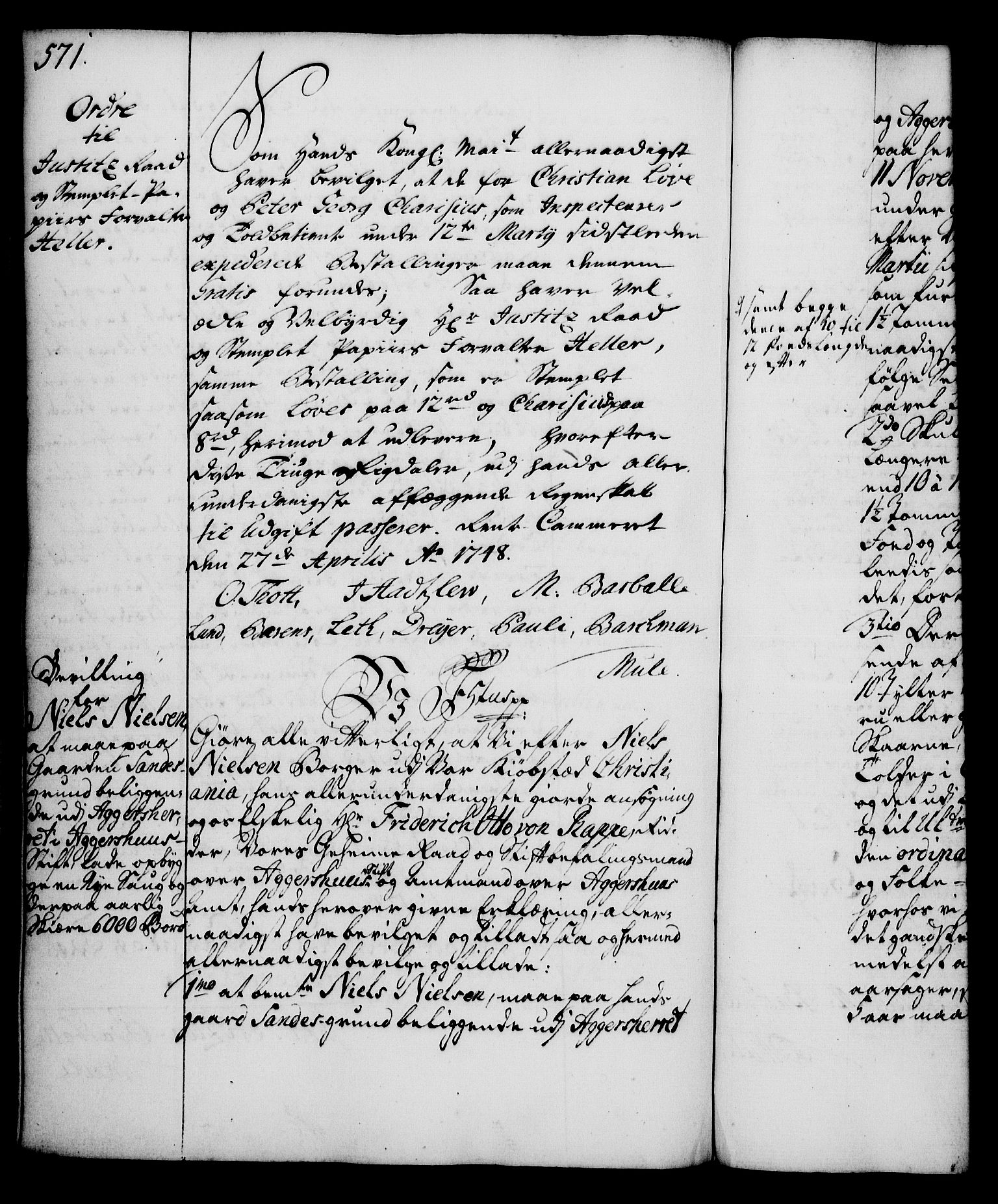 Rentekammeret, Kammerkanselliet, RA/EA-3111/G/Gg/Gga/L0005: Norsk ekspedisjonsprotokoll med register (merket RK 53.5), 1741-1749, p. 571