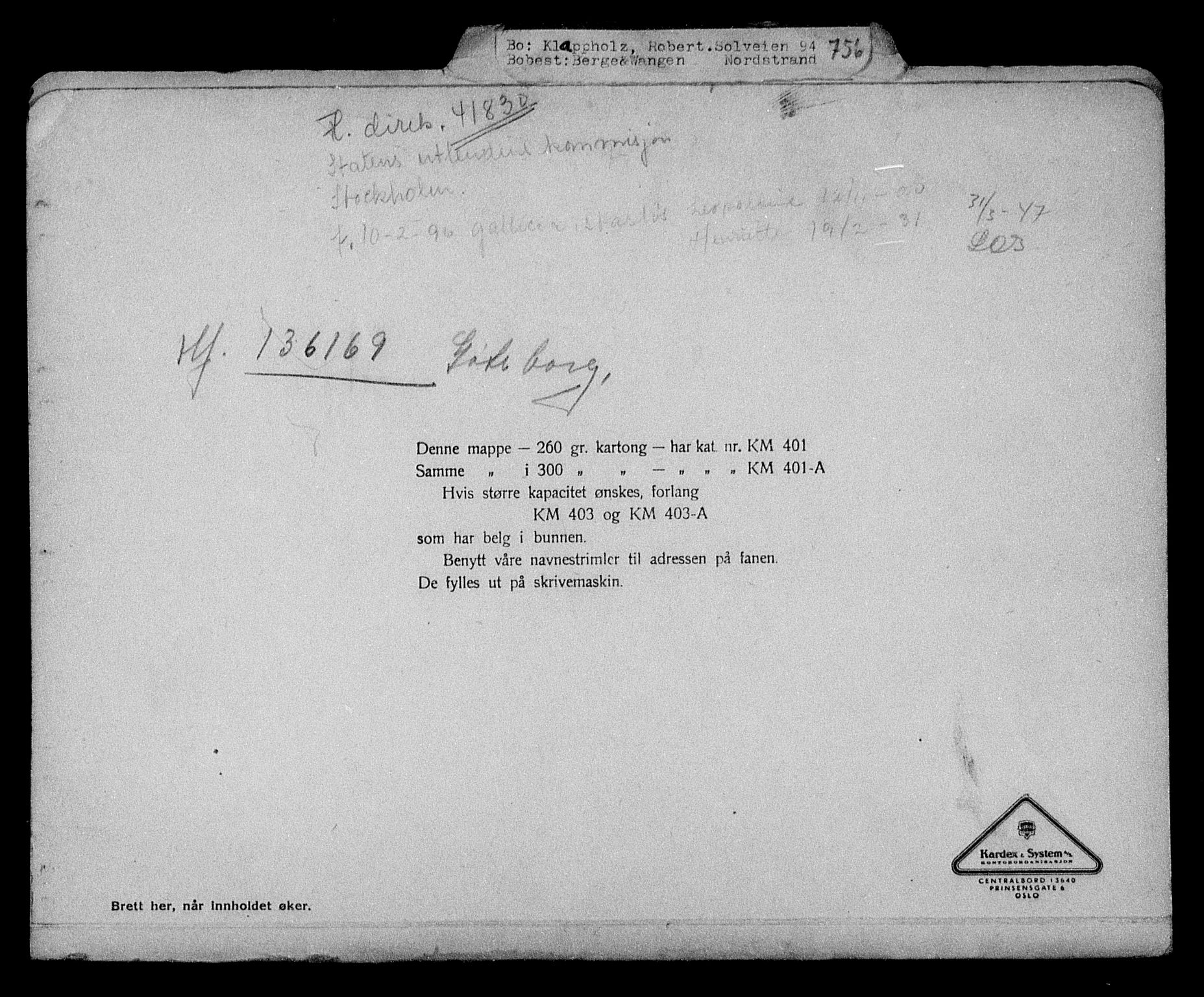 Justisdepartementet, Tilbakeføringskontoret for inndratte formuer, AV/RA-S-1564/H/Hc/Hcc/L0952: --, 1945-1947, p. 54