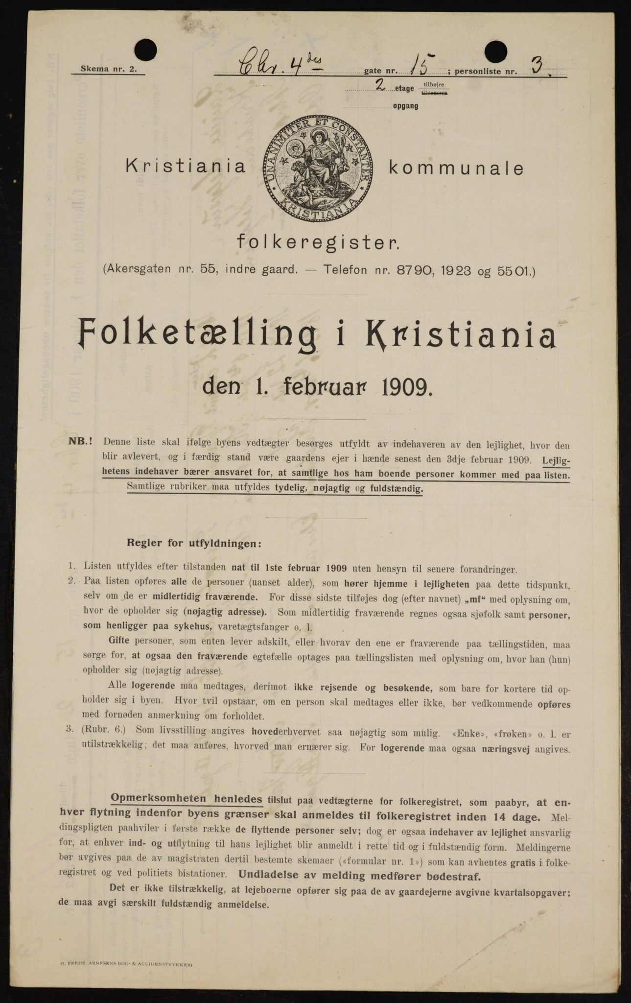 OBA, Municipal Census 1909 for Kristiania, 1909, p. 49708