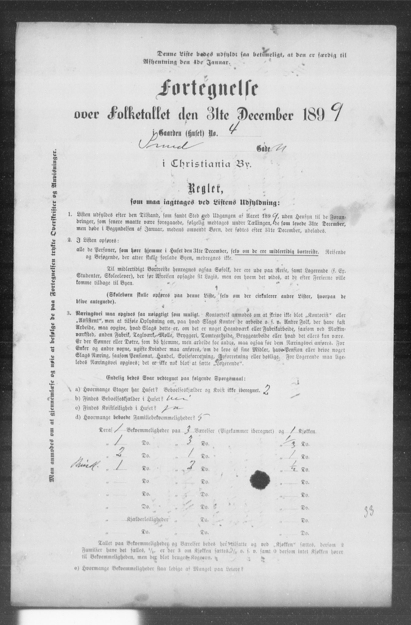 OBA, Municipal Census 1899 for Kristiania, 1899, p. 12619