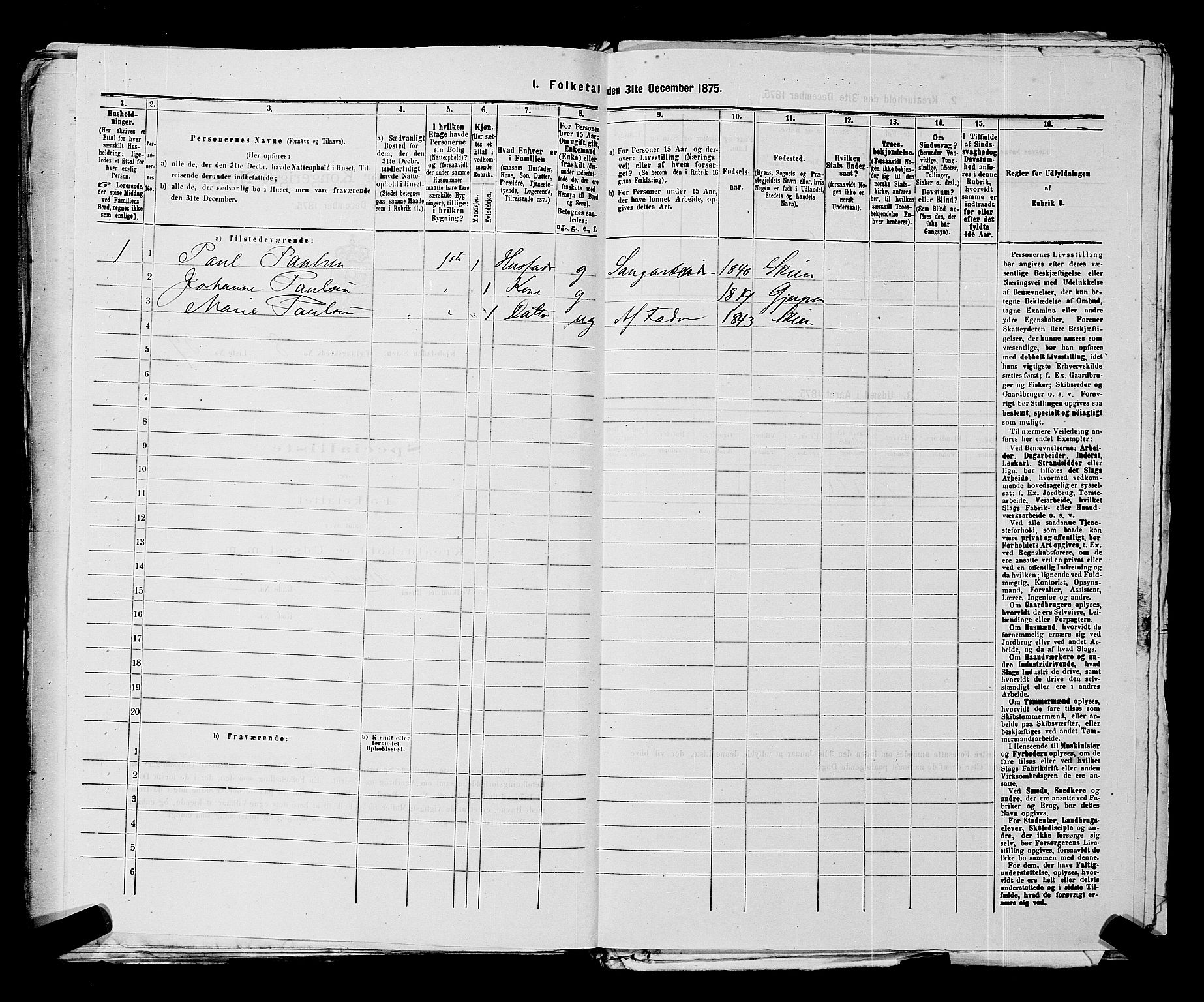 SAKO, 1875 census for 0806P Skien, 1875, p. 1330