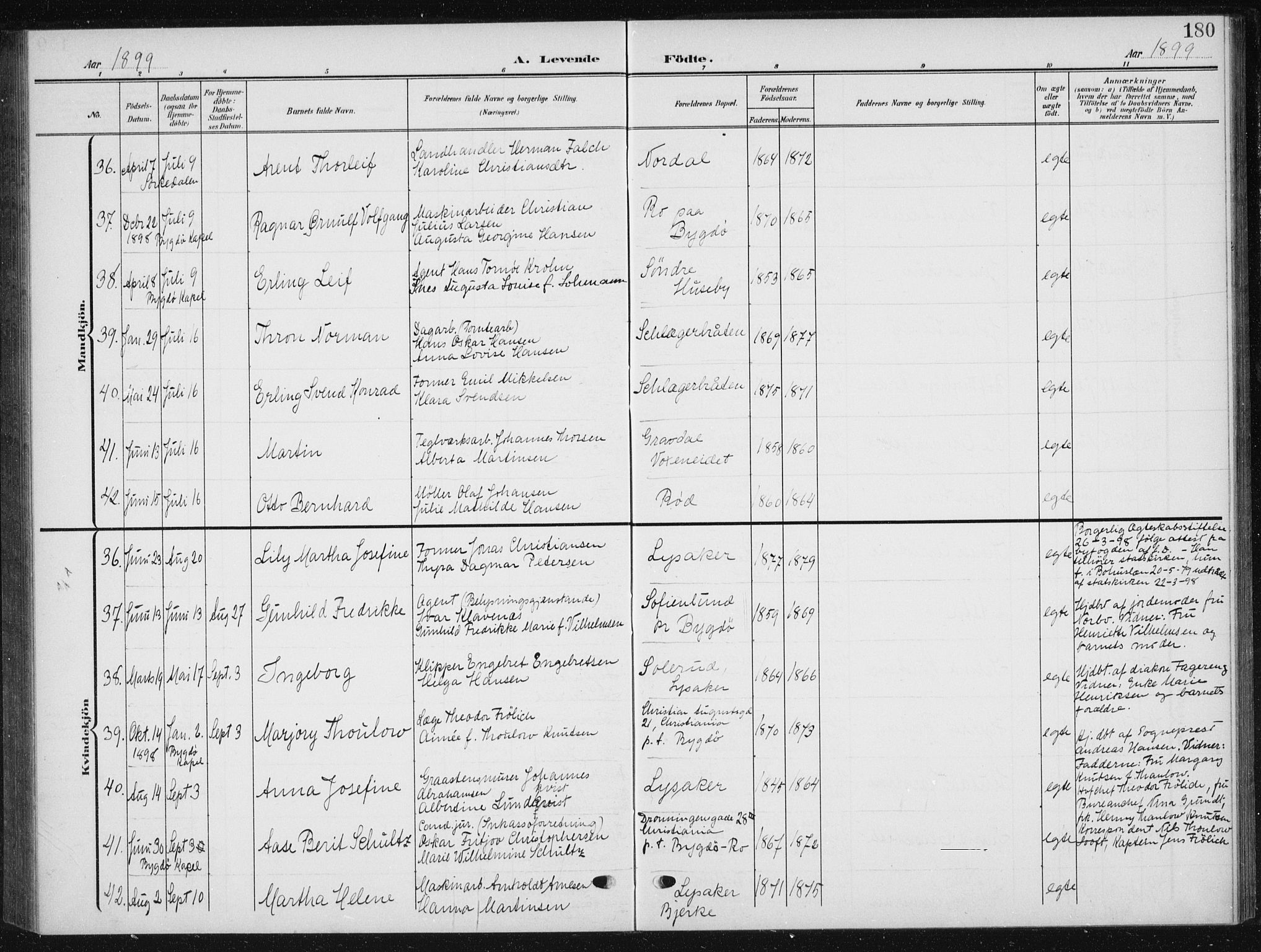 Vestre Aker prestekontor Kirkebøker, AV/SAO-A-10025/F/Fb/L0001: Parish register (official) no. II 1, 1880-1906, p. 180