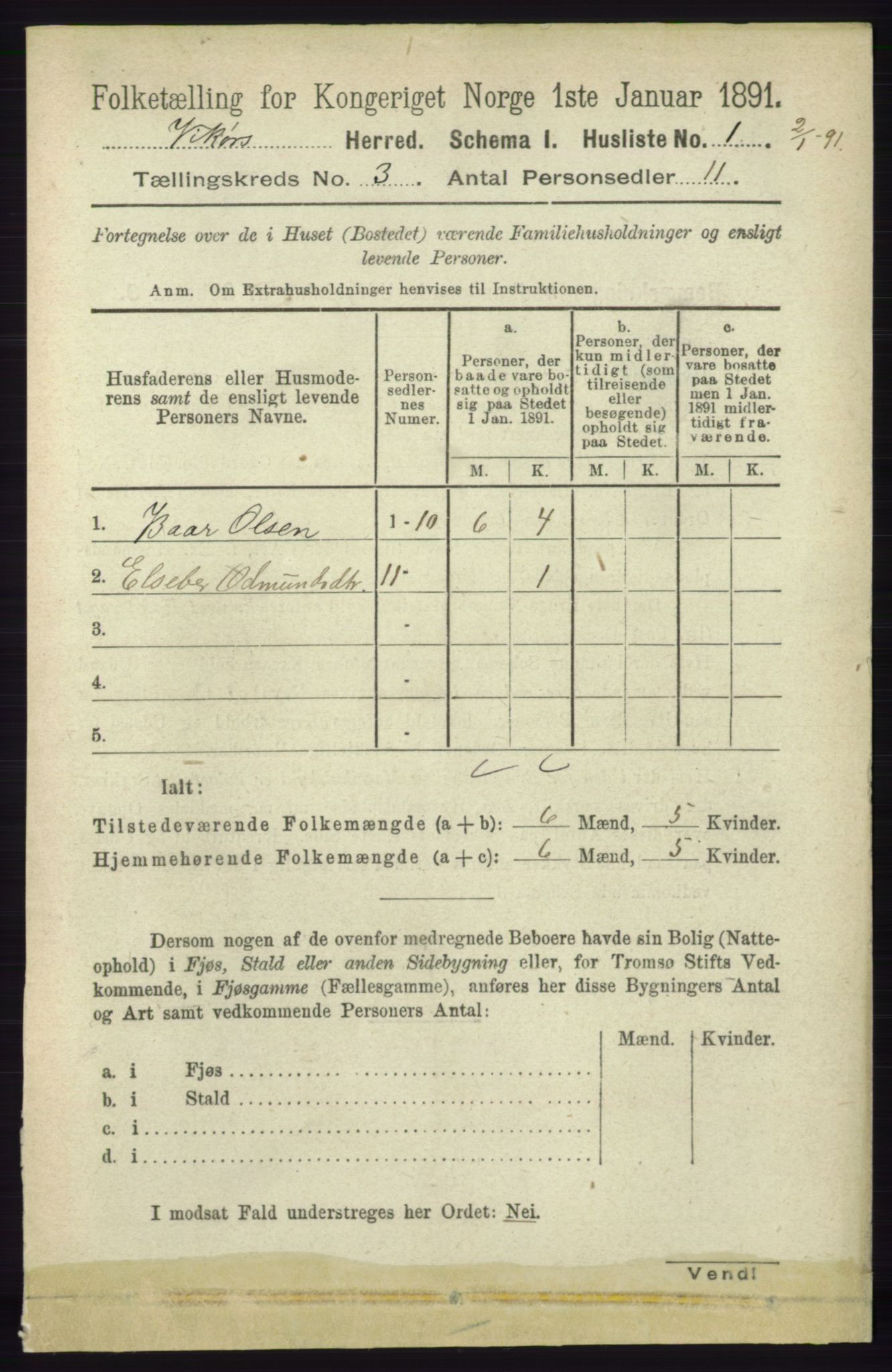 RA, 1891 census for 1238 Vikør, 1891, p. 693