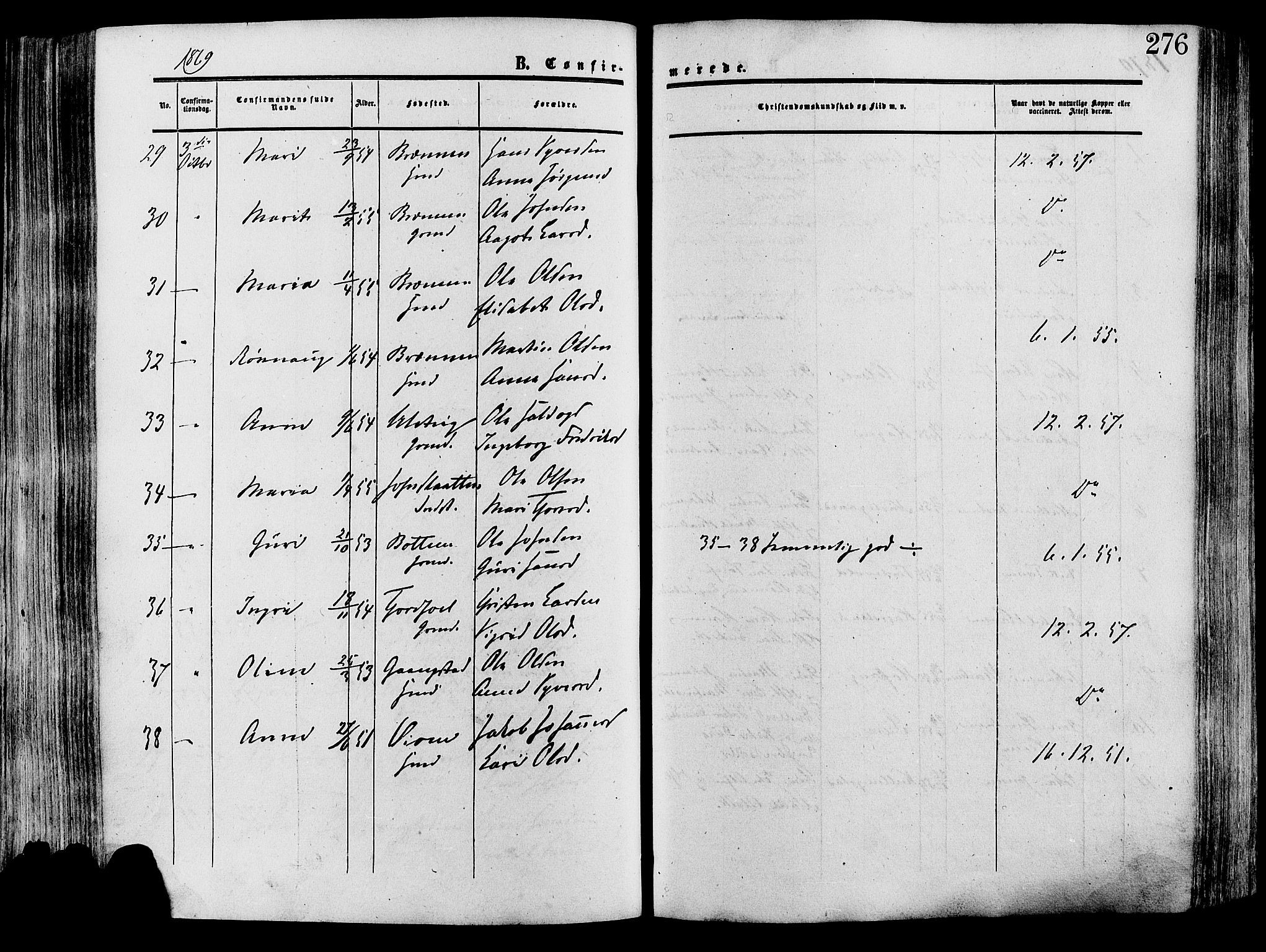 Lesja prestekontor, SAH/PREST-068/H/Ha/Haa/L0008: Parish register (official) no. 8, 1854-1880, p. 276