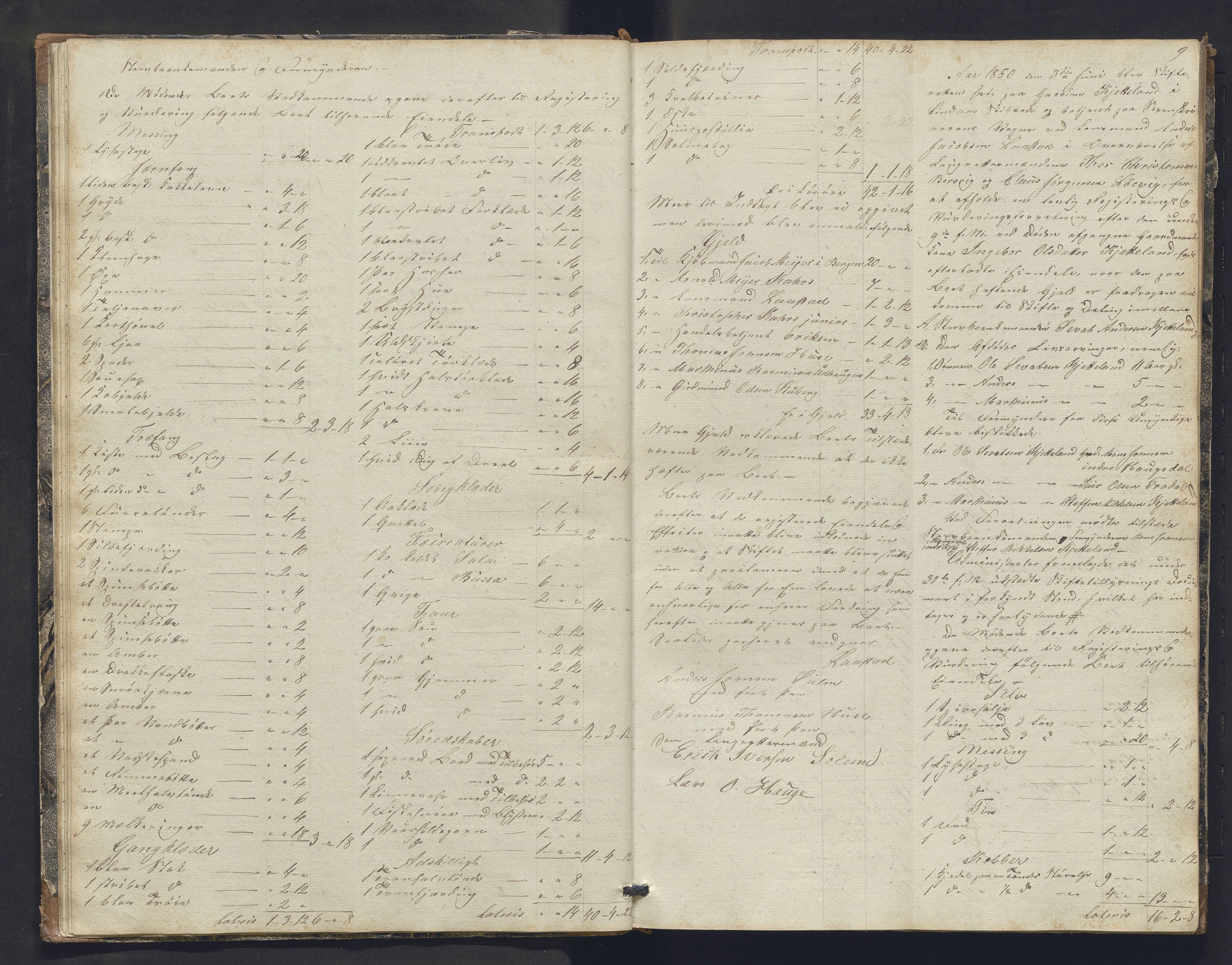 Nordhordland sorenskrivar, SAB/A-2901/1/H/Hb/L0016: Registreringsprotokollar, 1850-1854, p. 9
