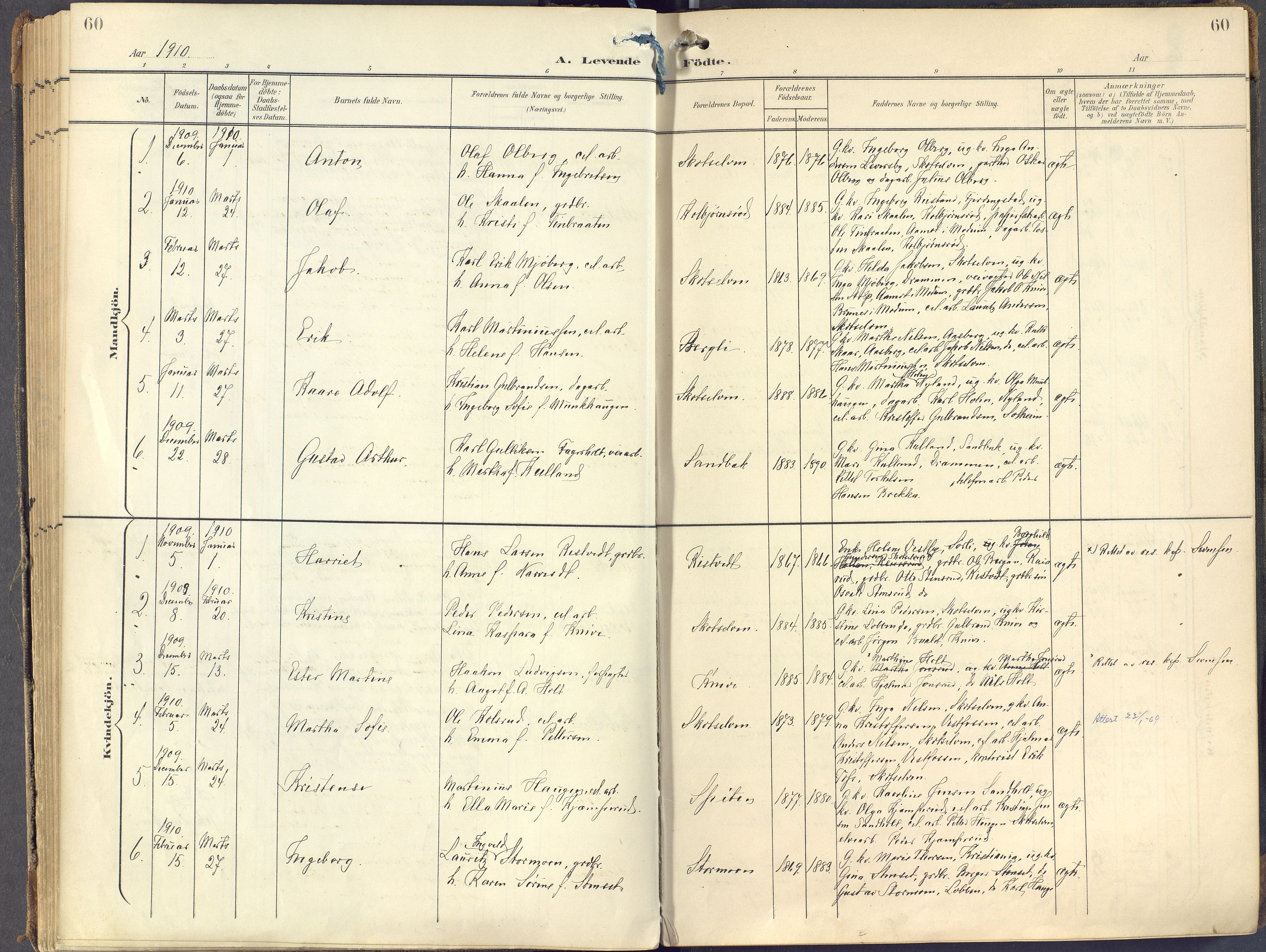Eiker kirkebøker, SAKO/A-4/F/Fc/L0004: Parish register (official) no. III 4, 1900-1919, p. 60
