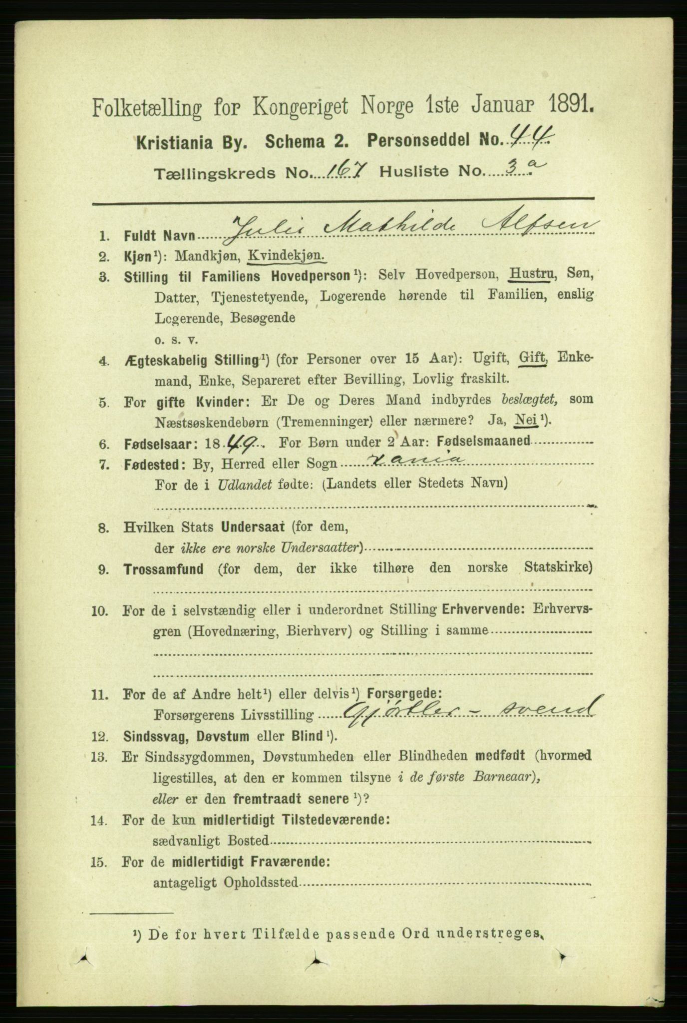 RA, 1891 census for 0301 Kristiania, 1891, p. 97334