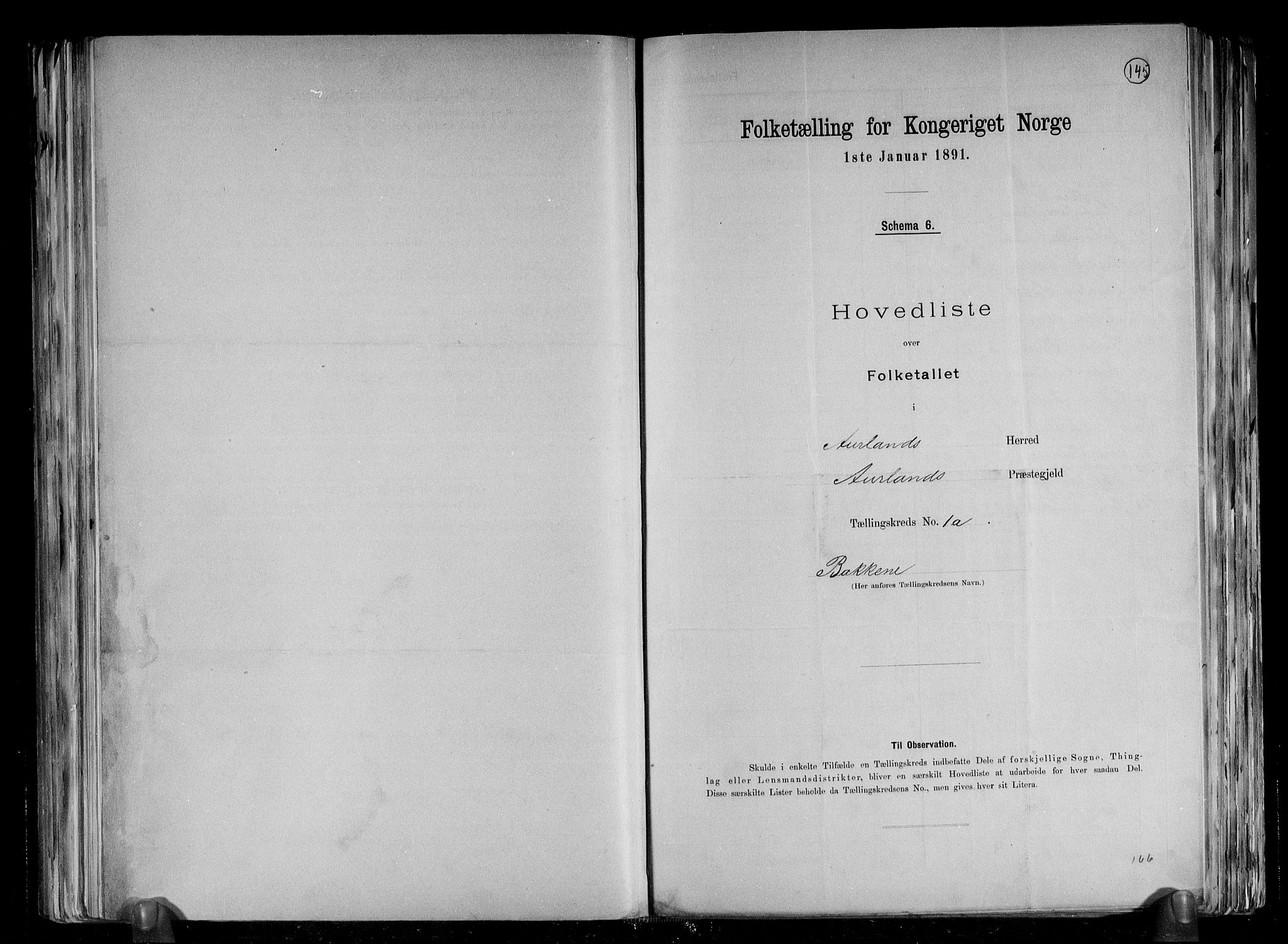 RA, 1891 census for 1421 Aurland, 1891, p. 4