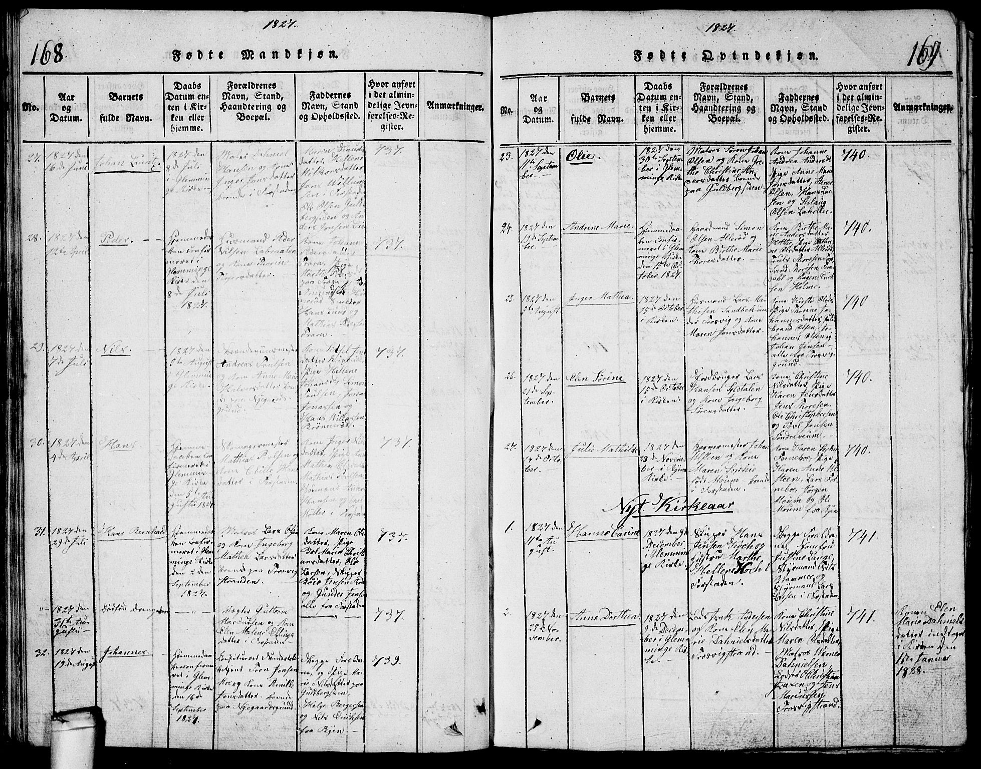 Glemmen prestekontor Kirkebøker, AV/SAO-A-10908/G/Ga/L0001: Parish register (copy) no. 1, 1816-1838, p. 168-169